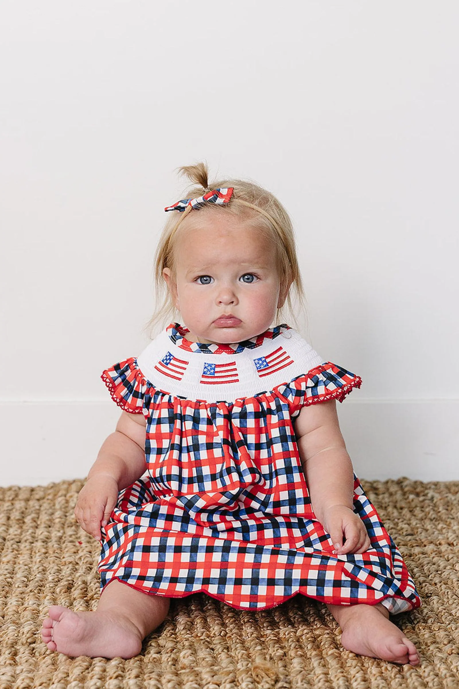 Smocked Plaid Cotton Flag Dress, Baby - Kids - Image 6