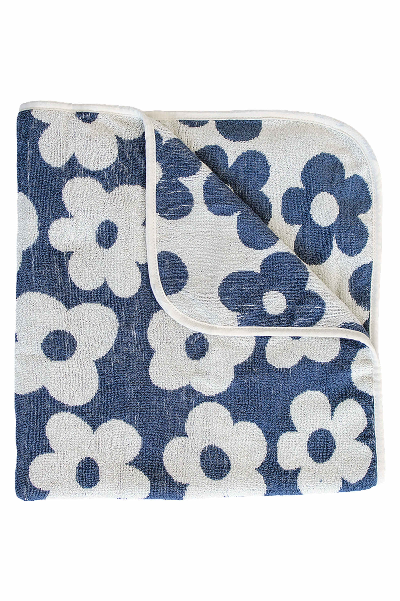 Mebie Baby Navy Floral Organic Cotton Beach Towel, 100% Cotton, Baby, Toddler & Kids - Image 2