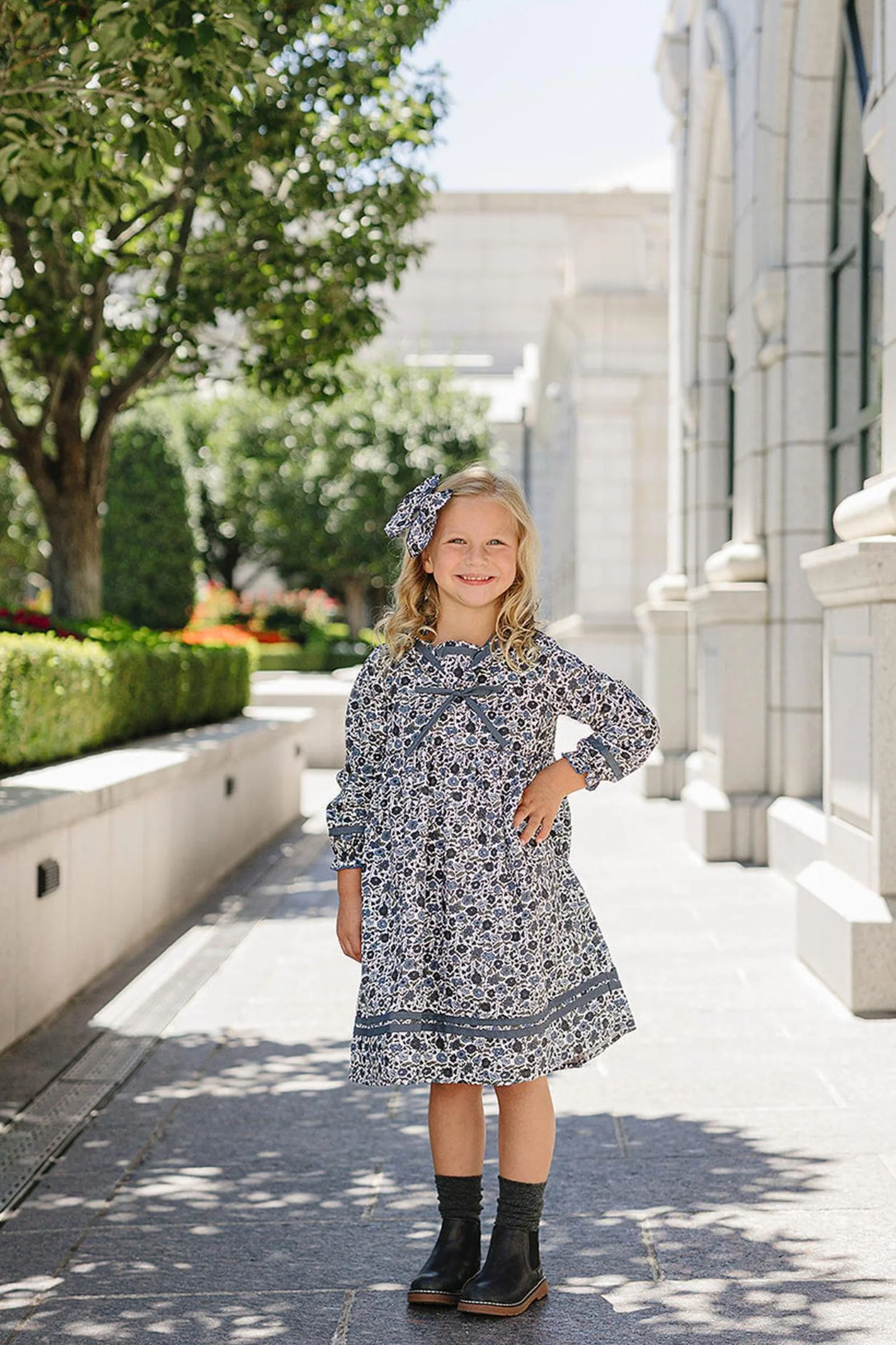 Mebie Baby Timeless Floral Sailor Dress For Girls, Cotton, Sizes 0-8