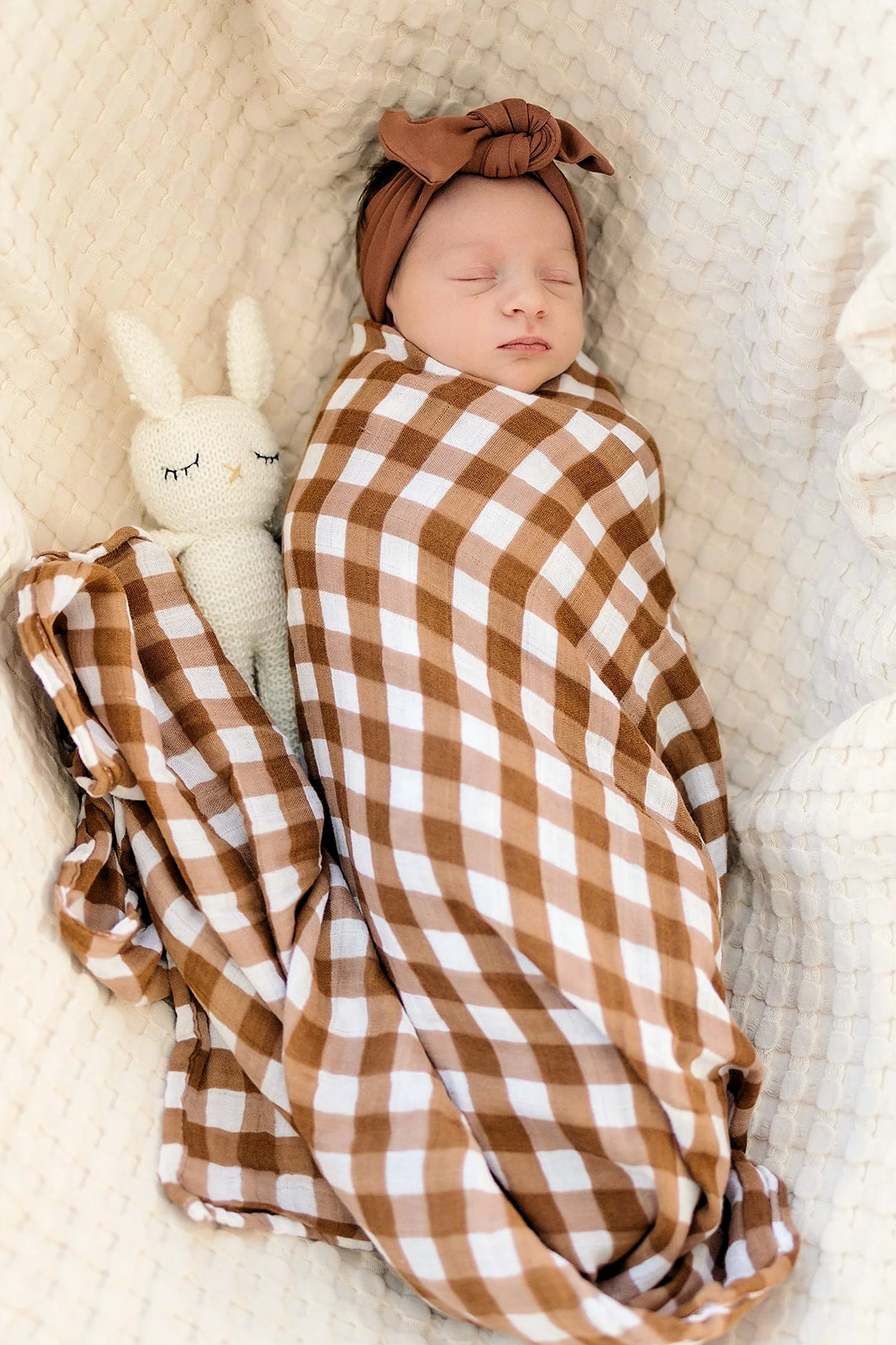 Mebie Baby Gingham Muslin Swaddle Blanket, Baby Essentials, Gender Neutral, 100% Cotton
