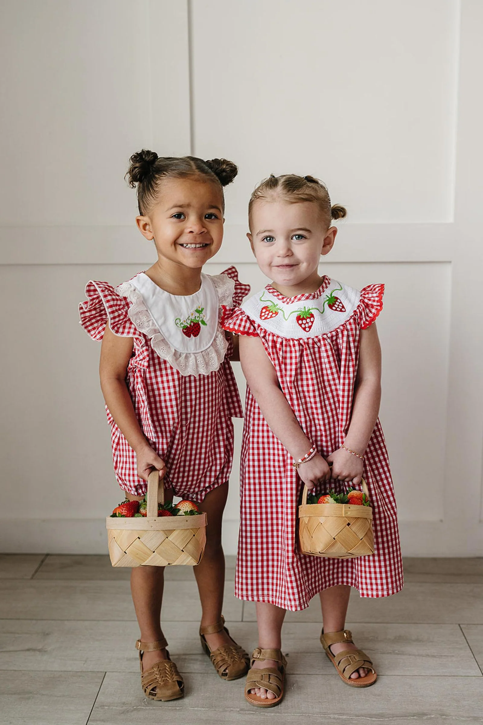 Gingham Strawberry Cotton Bubble Romper, Baby - Toddler - Image 3