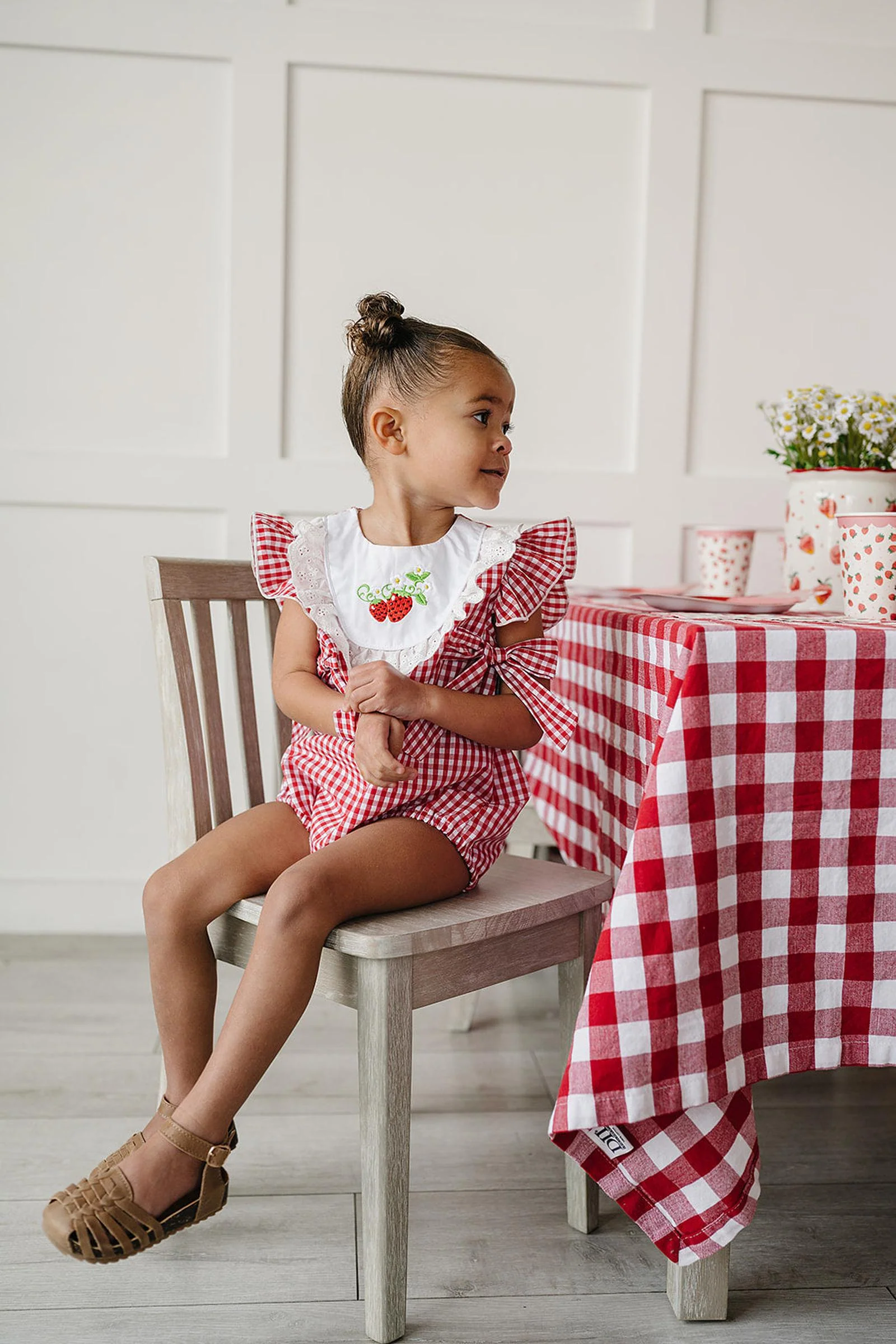 Gingham Strawberry Cotton Bubble Romper, Baby - Toddler - Image 5
