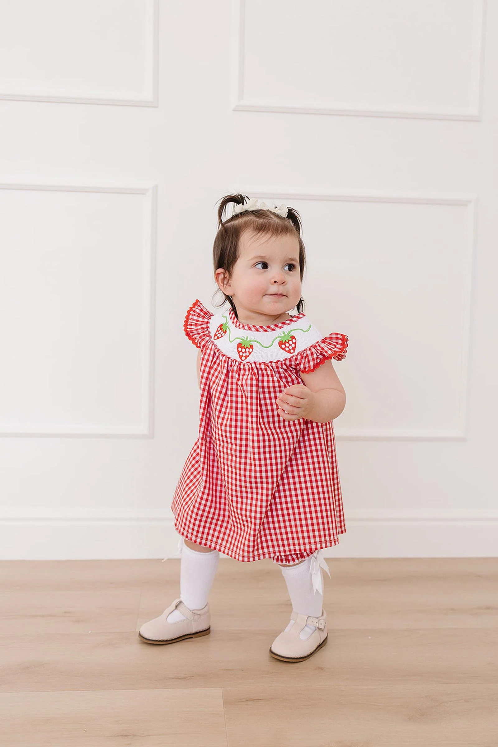 Gingham Strawberry Cotton Dress, Baby - Kids - Image 5