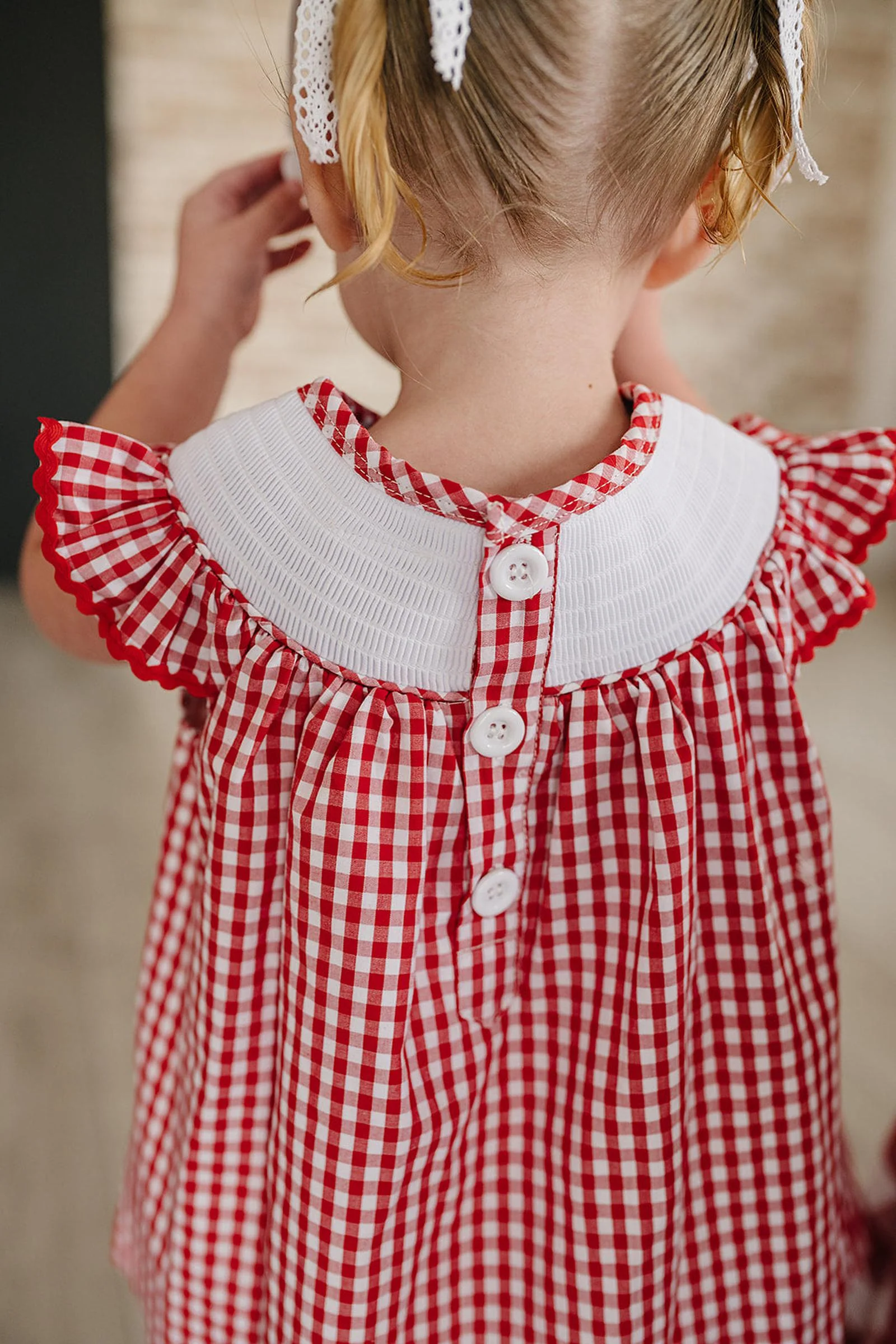 Gingham Strawberry Cotton Dress, Baby - Kids - Image 6
