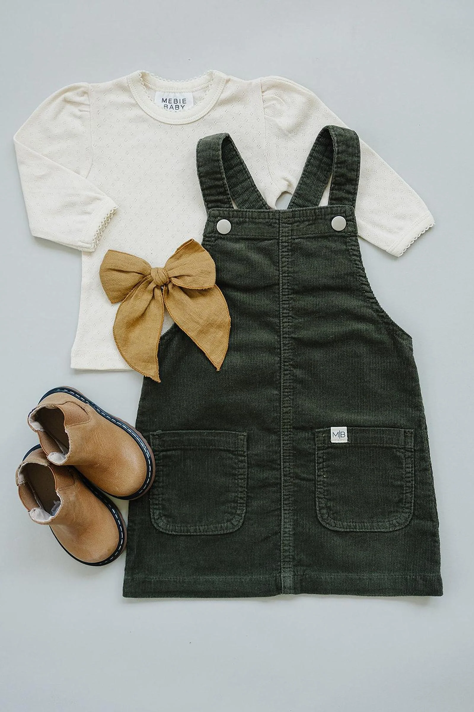 Mebie Baby Classic Green Corduroy Dress, 100% Cotton, Baby & Toddler - Image 8