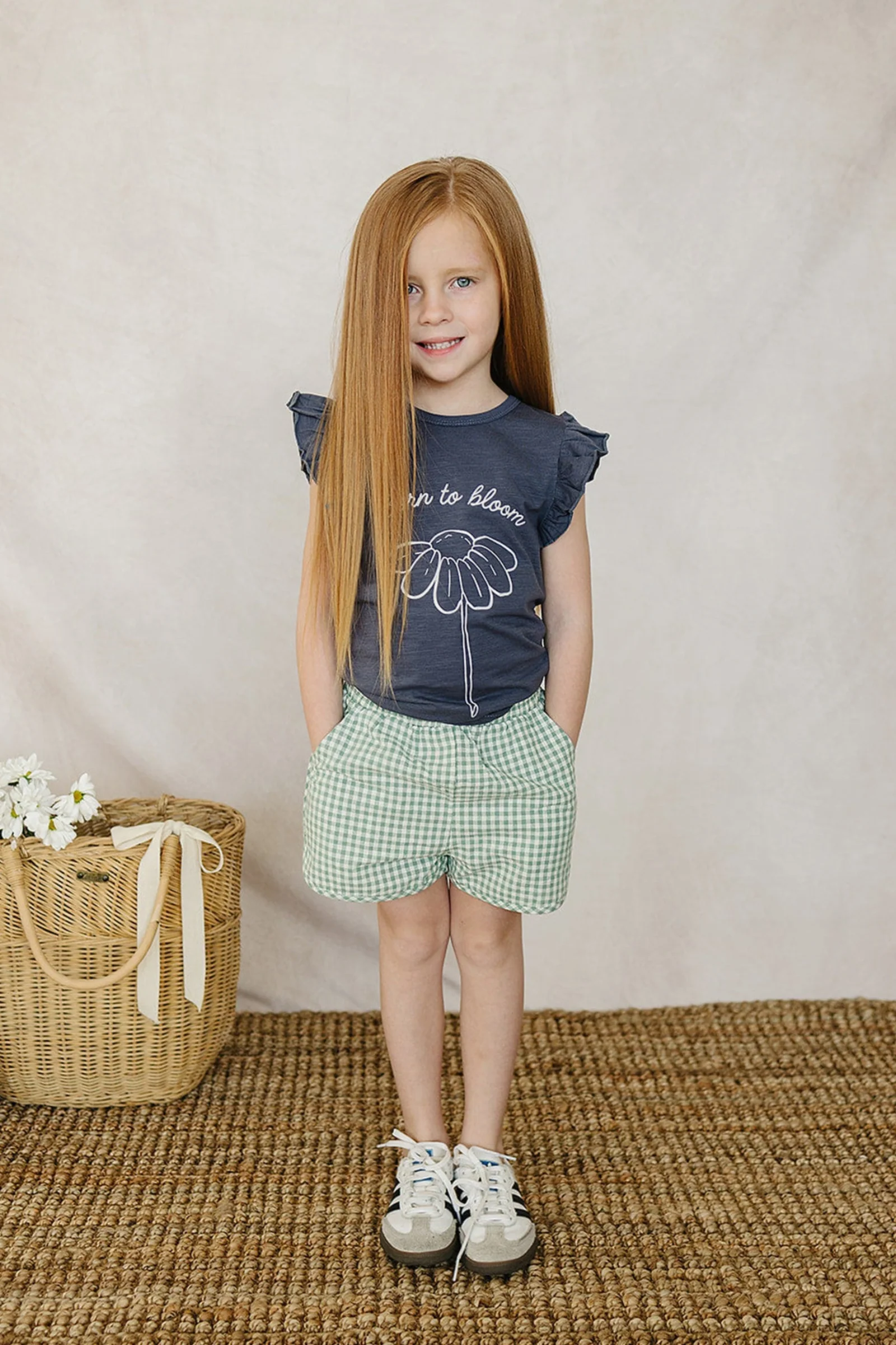 Mebie Baby Green Gingham Shorts, 100% Cotton, Baby, Toddler & Kids