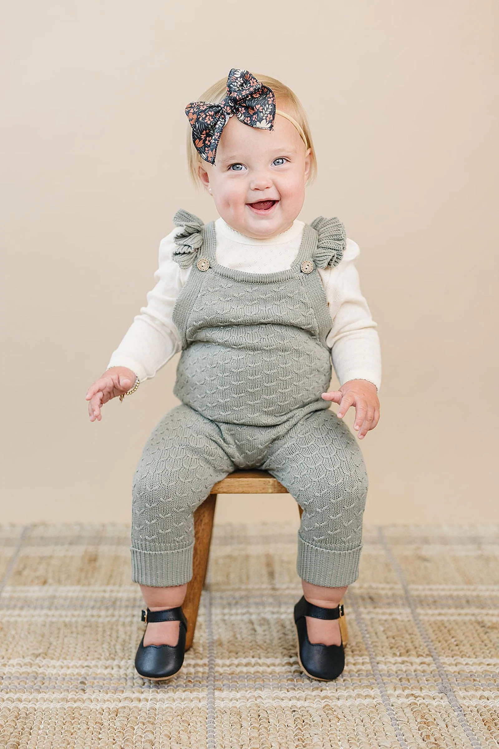 Mebie Baby Green Ruffle Knit Overalls, 100% Cotton, Baby - Image 3