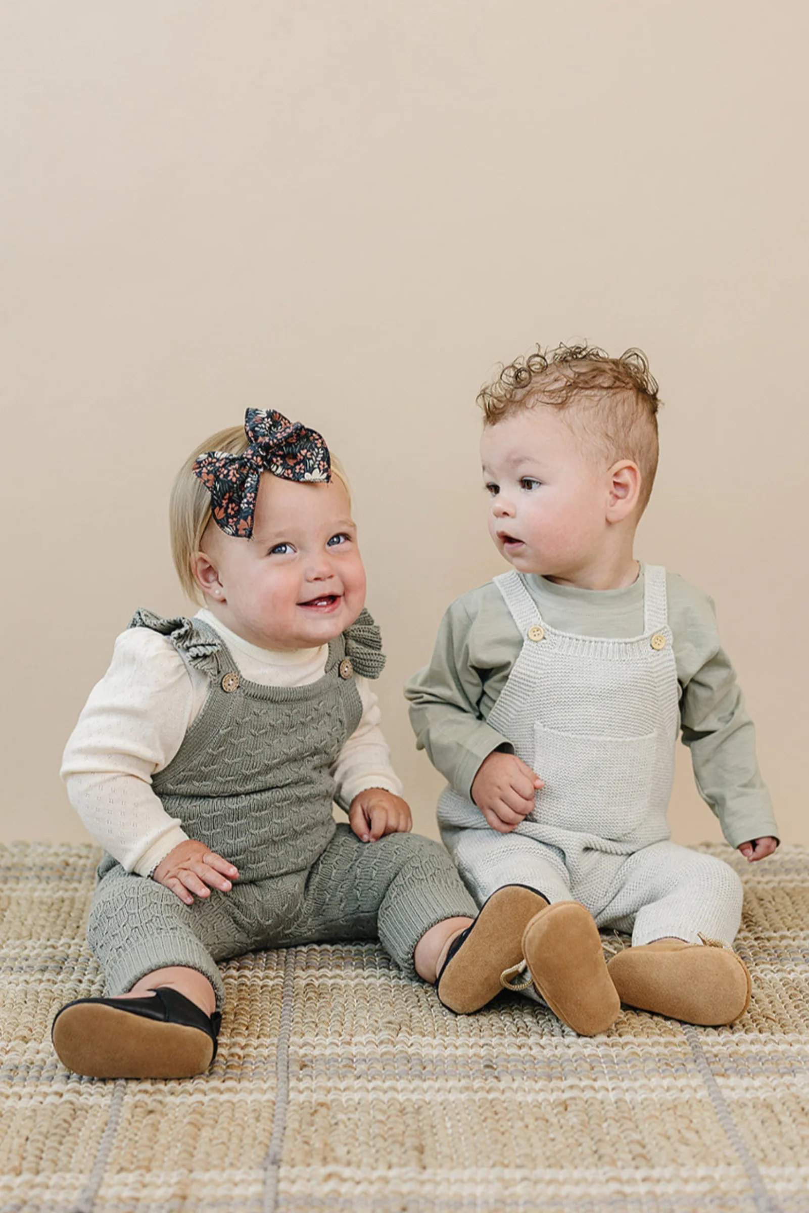 Mebie Baby Green Ruffle Knit Overalls, 100% Cotton, Baby - Image 4