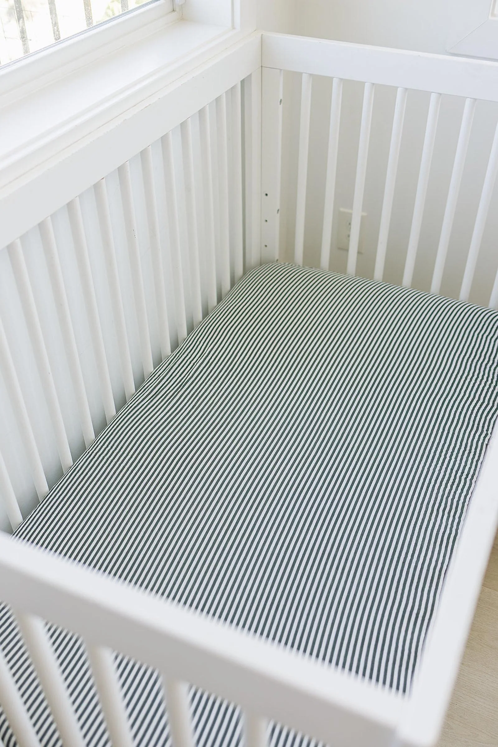 Mebie Baby Green Stripes Muslin Crib Sheet, 100% Cotton, Baby Essentials