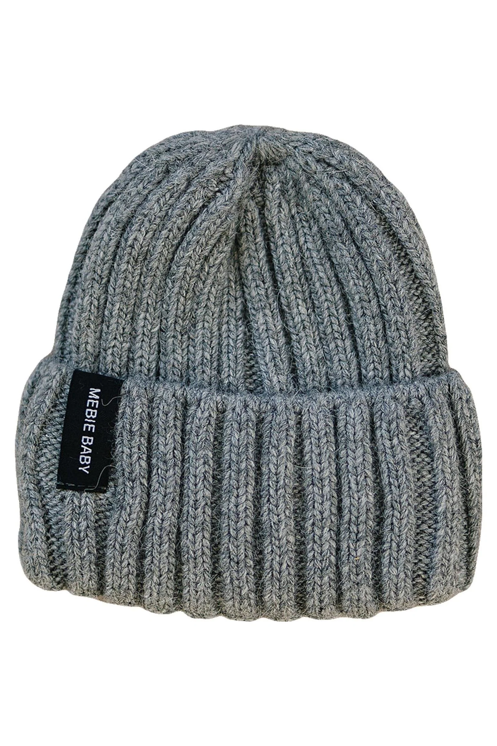 Mebie Baby Grey Chunky Knit Beanie, 100% Angora Wool, Newbon, Baby - Image 2