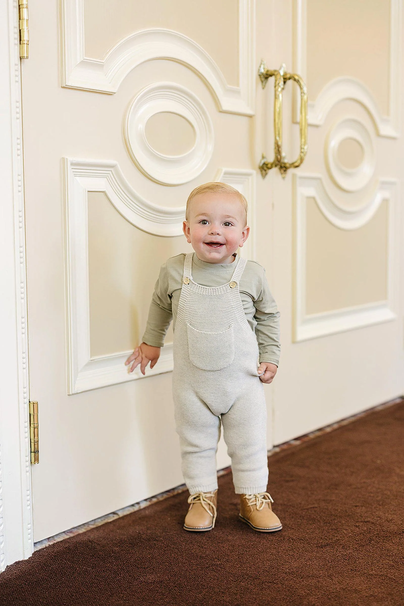 Mebie Baby Grey Knit Overalls, 100% Cotton, Baby - Image 3