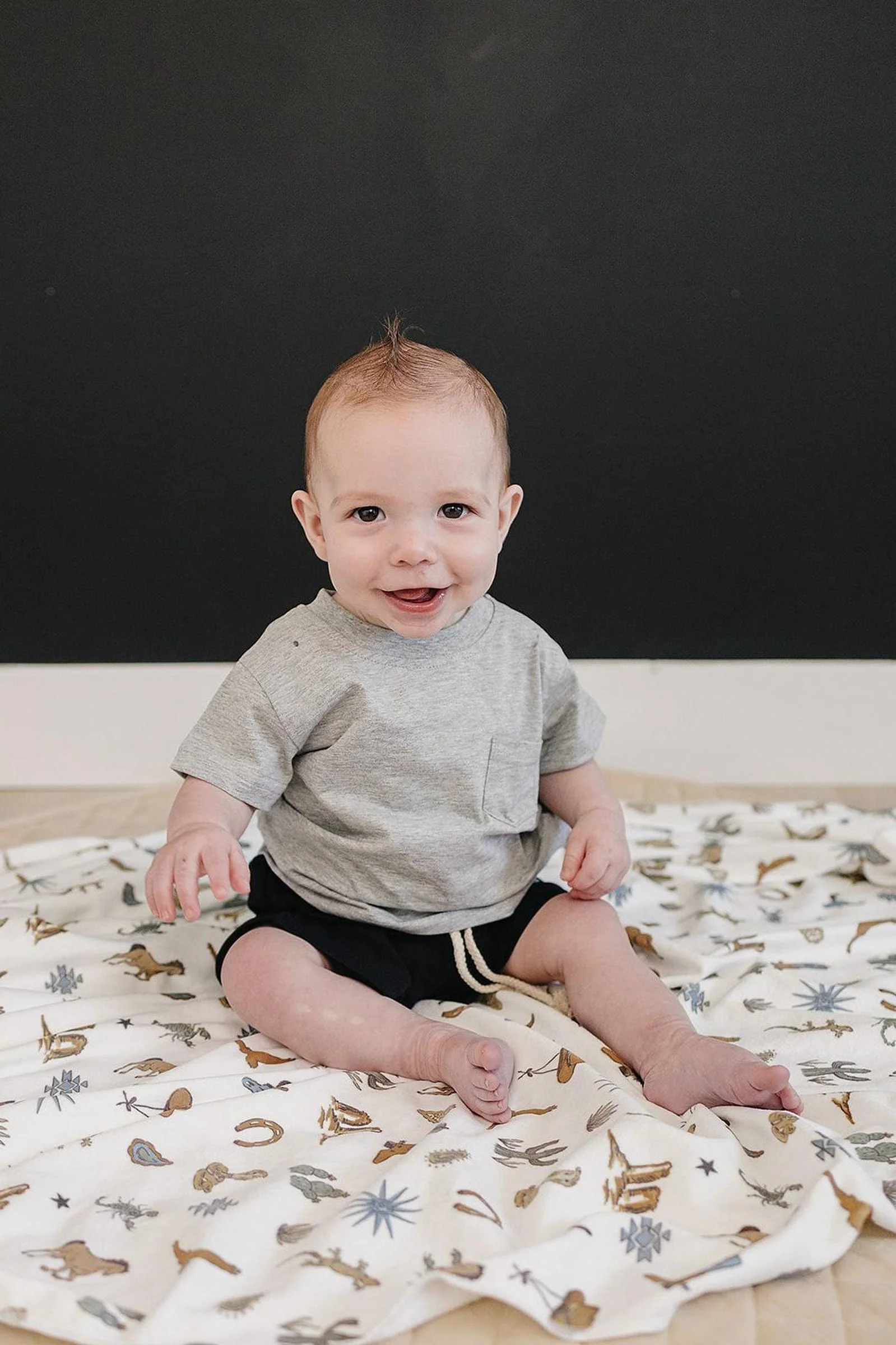 Mebie Baby Grey Pocket Cotton T-Shirt, Baby - Kids - Image 5