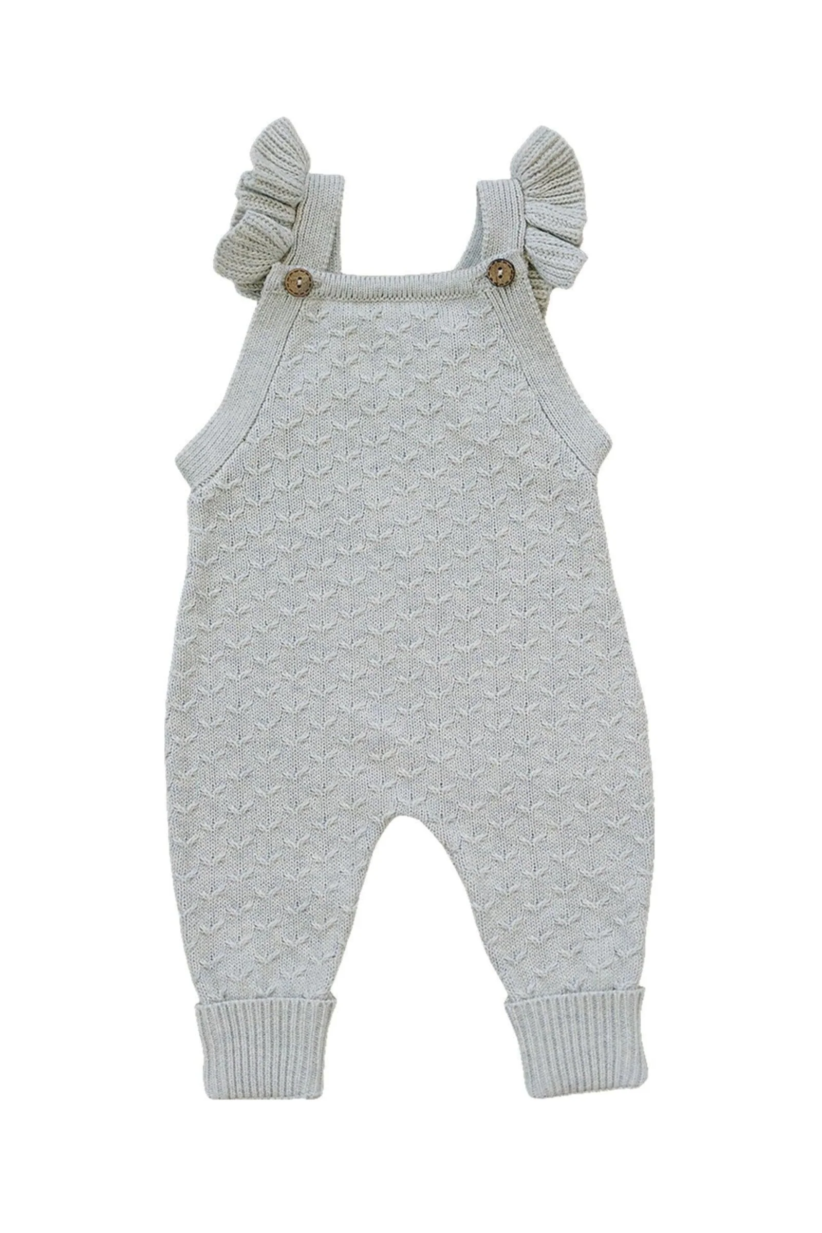 Mebie Baby Grey Ruffle Knit Overalls, 100% Cotton, Baby - Image 2