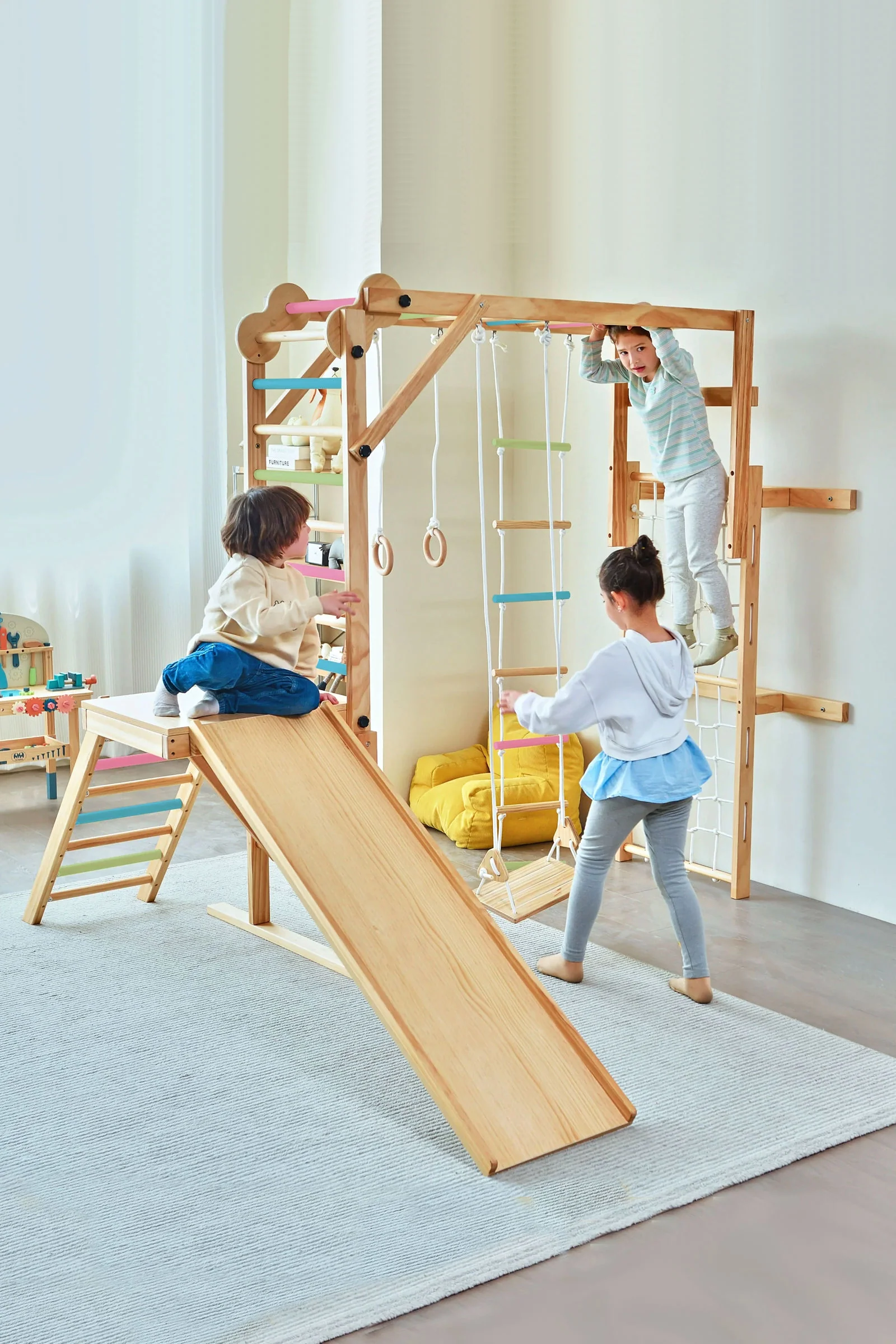 Grove Foldable Jungle Gym Playset, Indoor, Climber, Slide, Color Bars - Image 2
