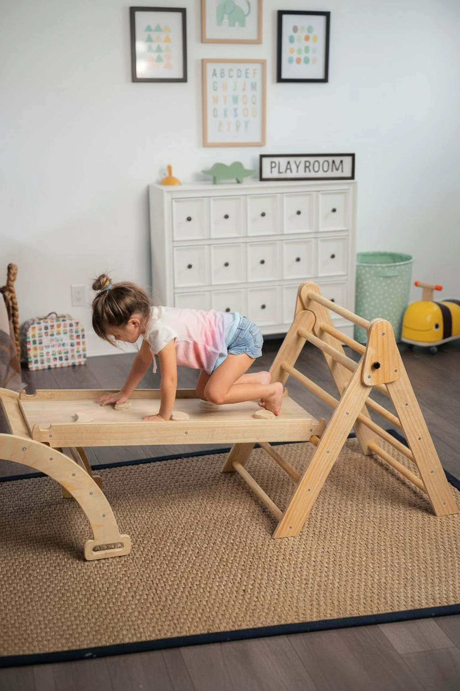 Hazel Baby & Toddler Gym Playset, Pikler Triangle, Slide & Rocker, Thick Rocker Cushion - Image 10
