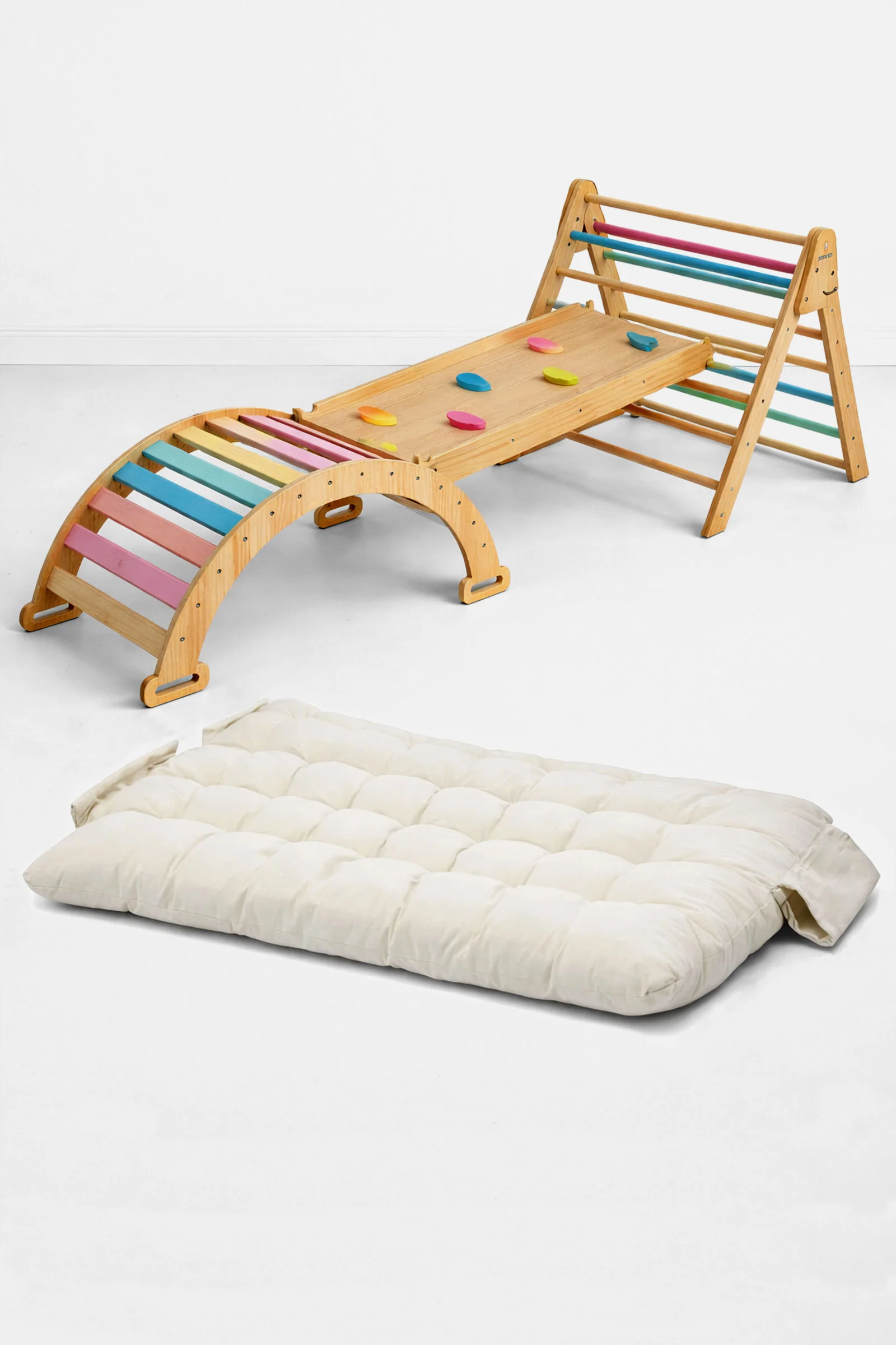 Hazel Baby & Toddler Gym Playset, Pikler Triangle, Slide & Rocker, Thick Rocker Cushion - Image 12