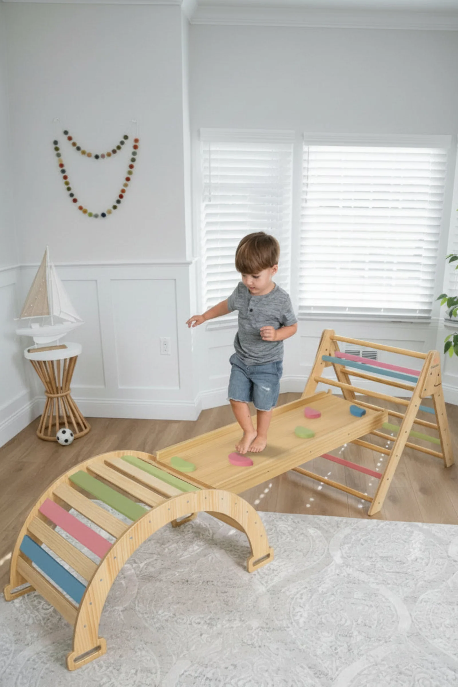 Hazel Baby & Toddler Gym, Pikler Triangle, Slide & Rocker Playset - Image 14