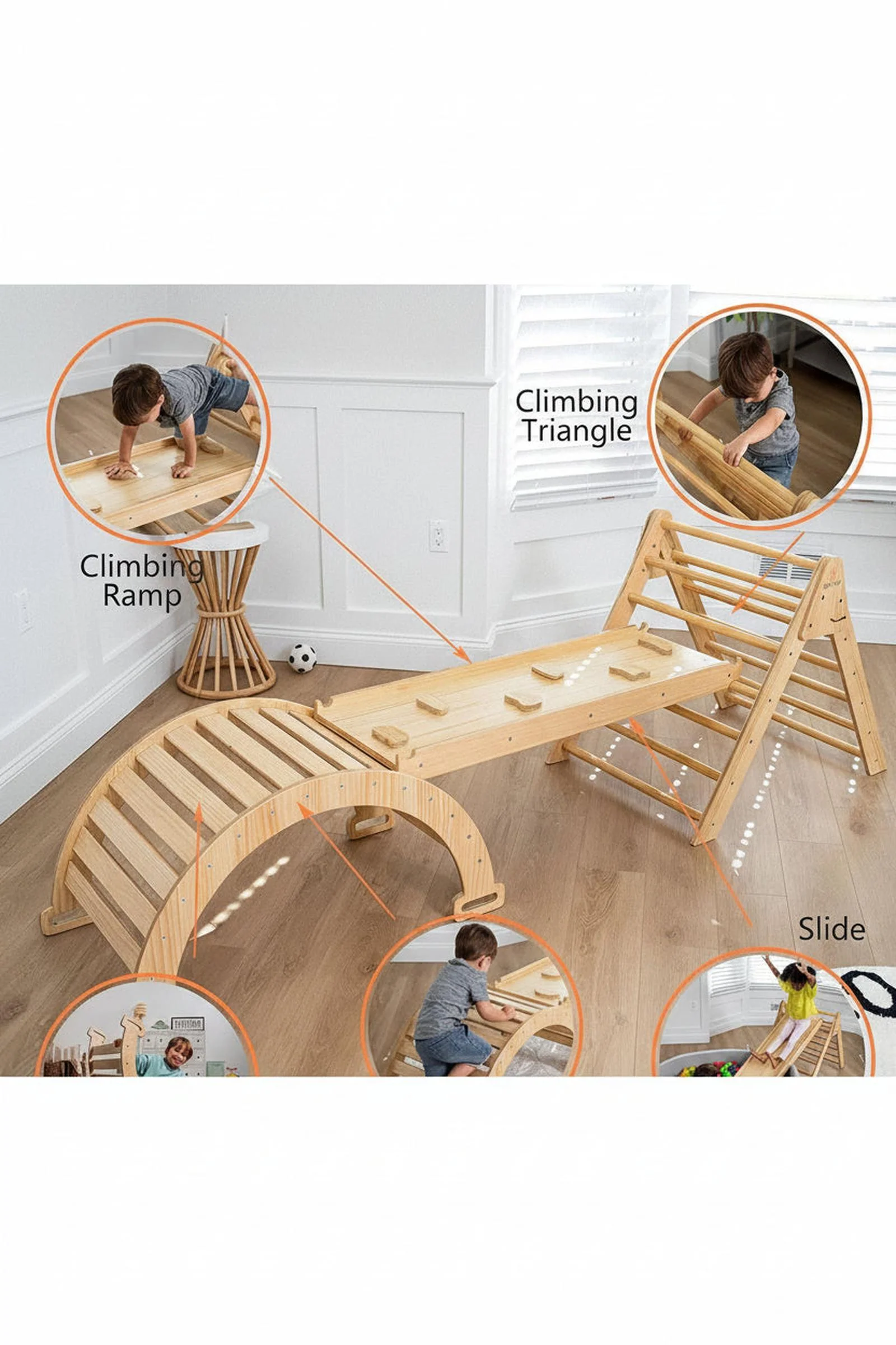 Hazel Baby & Toddler Gym, Pikler Triangle, Slide & Rocker Playset - Image 21