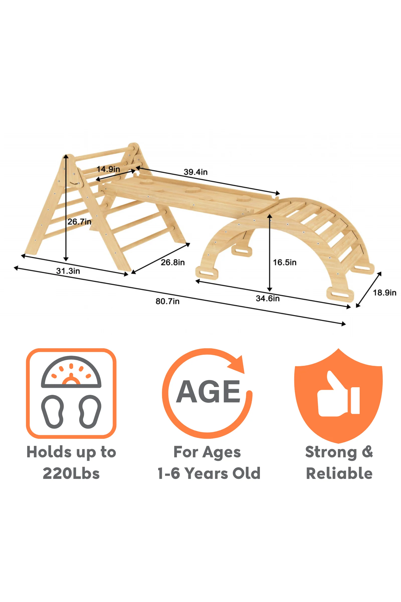 Hazel Baby & Toddler Gym, Pikler Triangle, Slide & Rocker Playset - Image 22