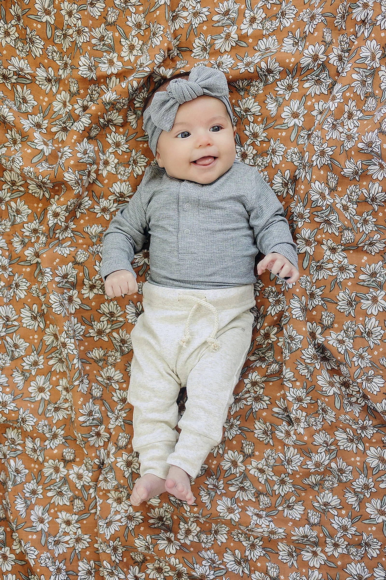 Mebie Baby Heather Grey Snap Long Sleeve Ribbed Bodysuit, Bamboo, Baby Essentials