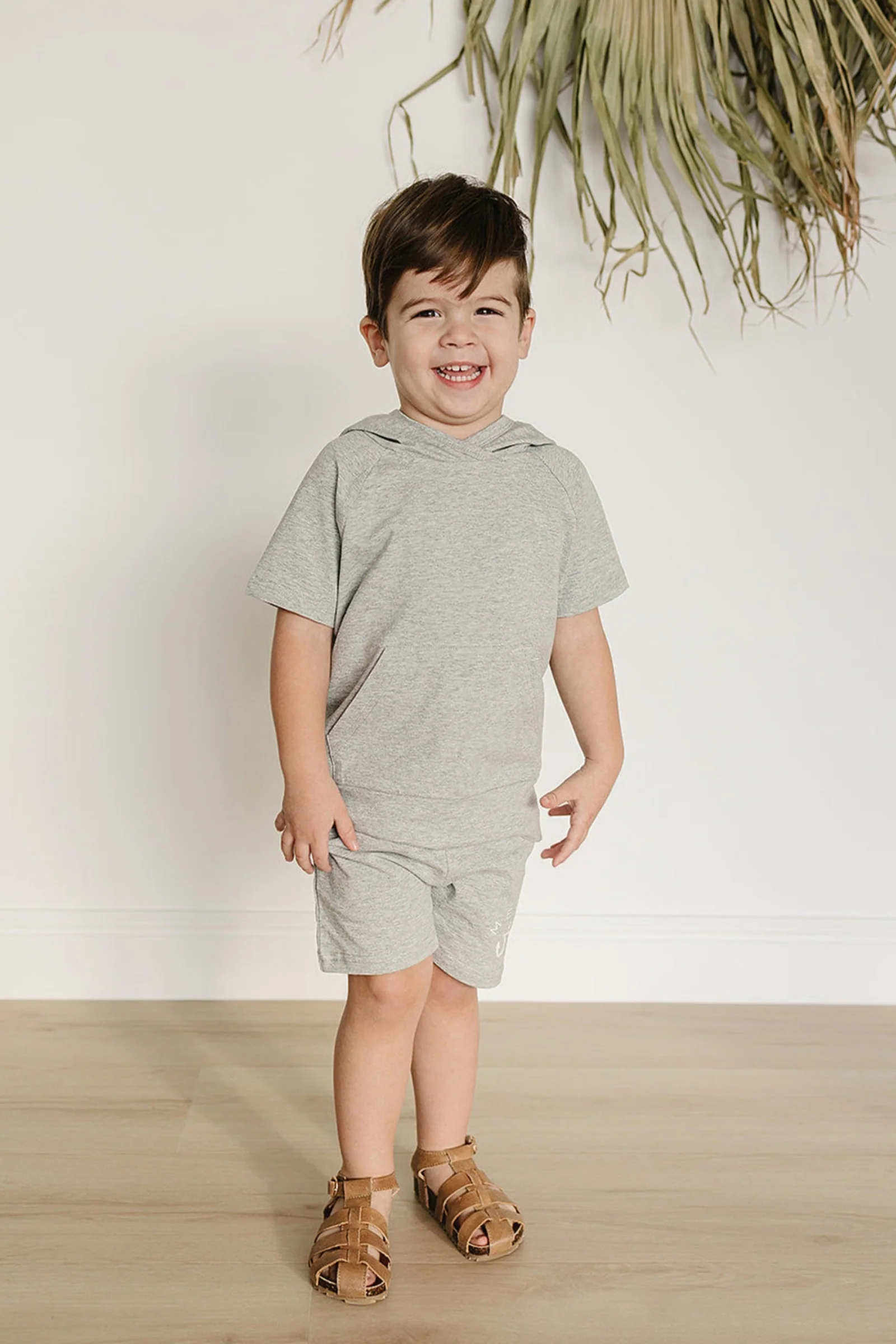 Mebie Baby Baby & Toddler Boy Heather Grey Hooded T-Shirt, Cotton, Baby