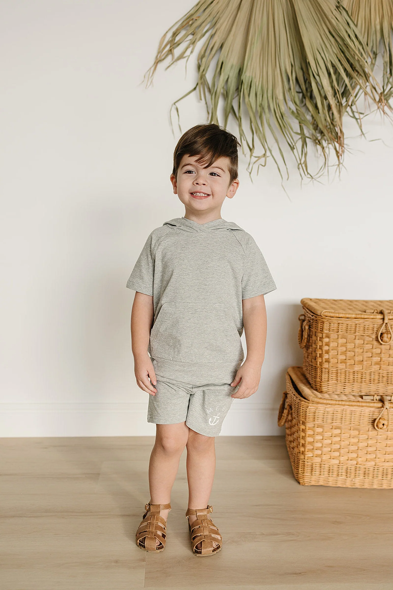 Mebie Baby Baby & Toddler Boy Heather Grey Hooded T-Shirt, Cotton, Baby - Image 3