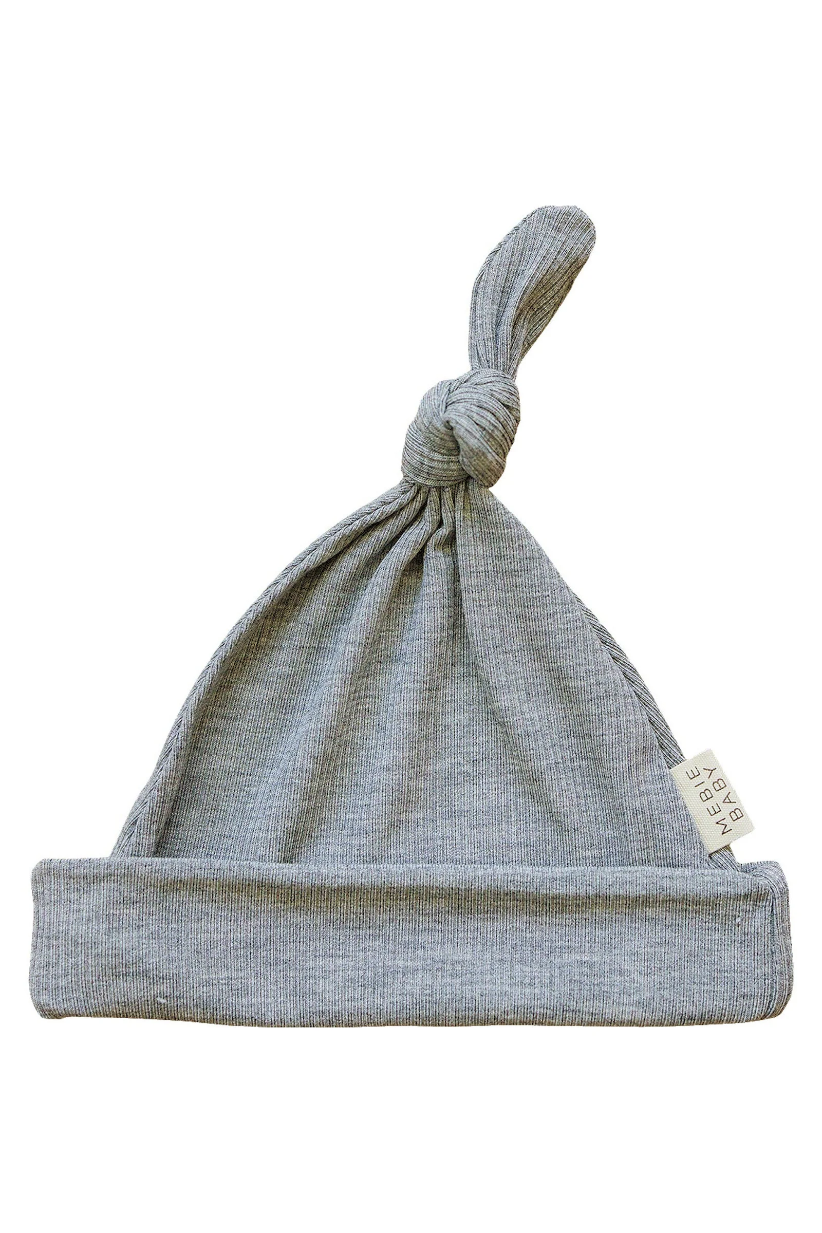 Mebie Baby Heather Grey Ribbed Newborn Knot Hat, Bamboo, Newborn, Baby Essentials - Image 2