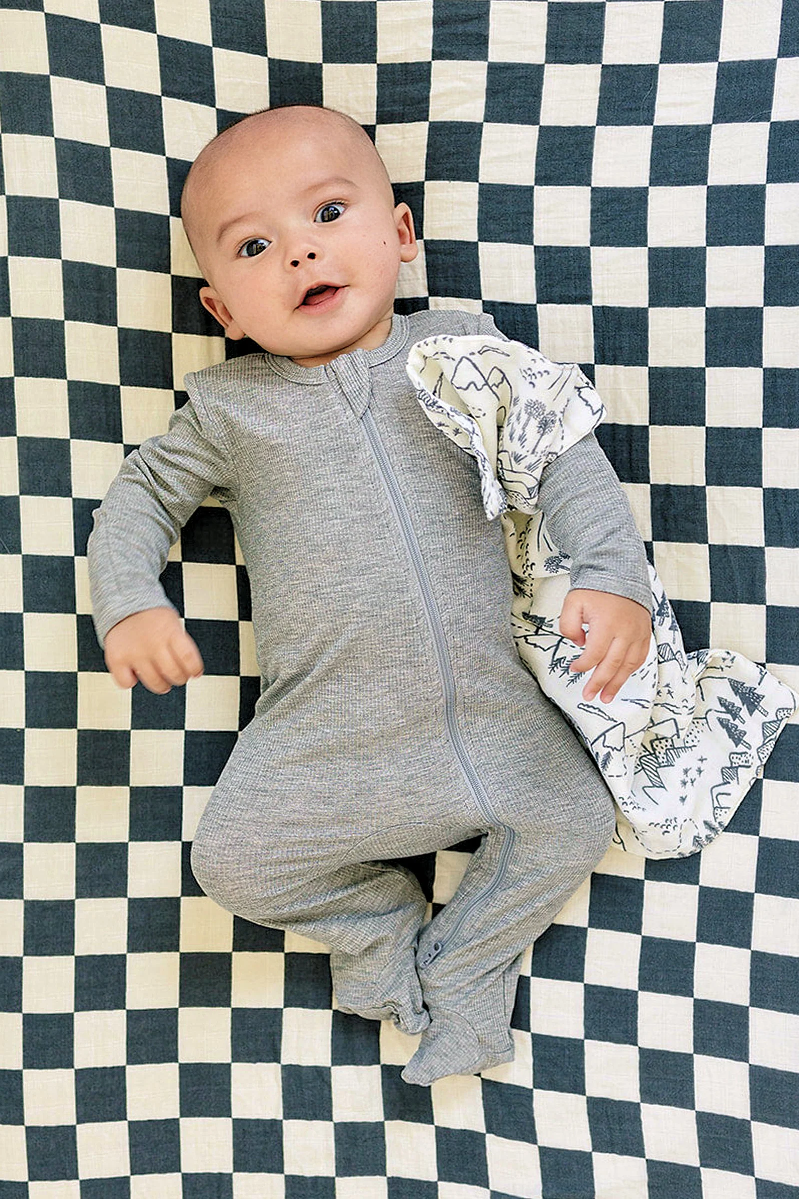 Mebie Baby Heather Grey Ribbed Zipper Pajama, Bamboo, Preemie, Baby Essentials