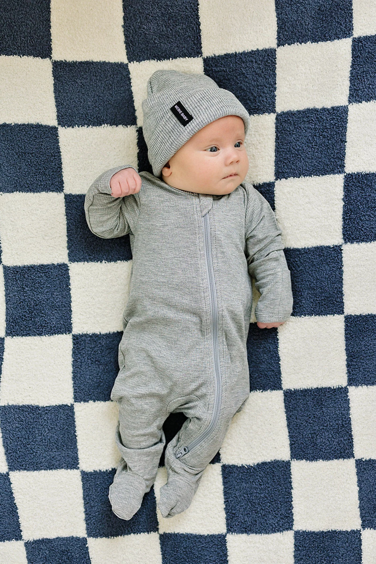 Mebie Baby Heather Grey Ribbed Zipper Pajama, Bamboo, Preemie, Baby Essentials - Image 4