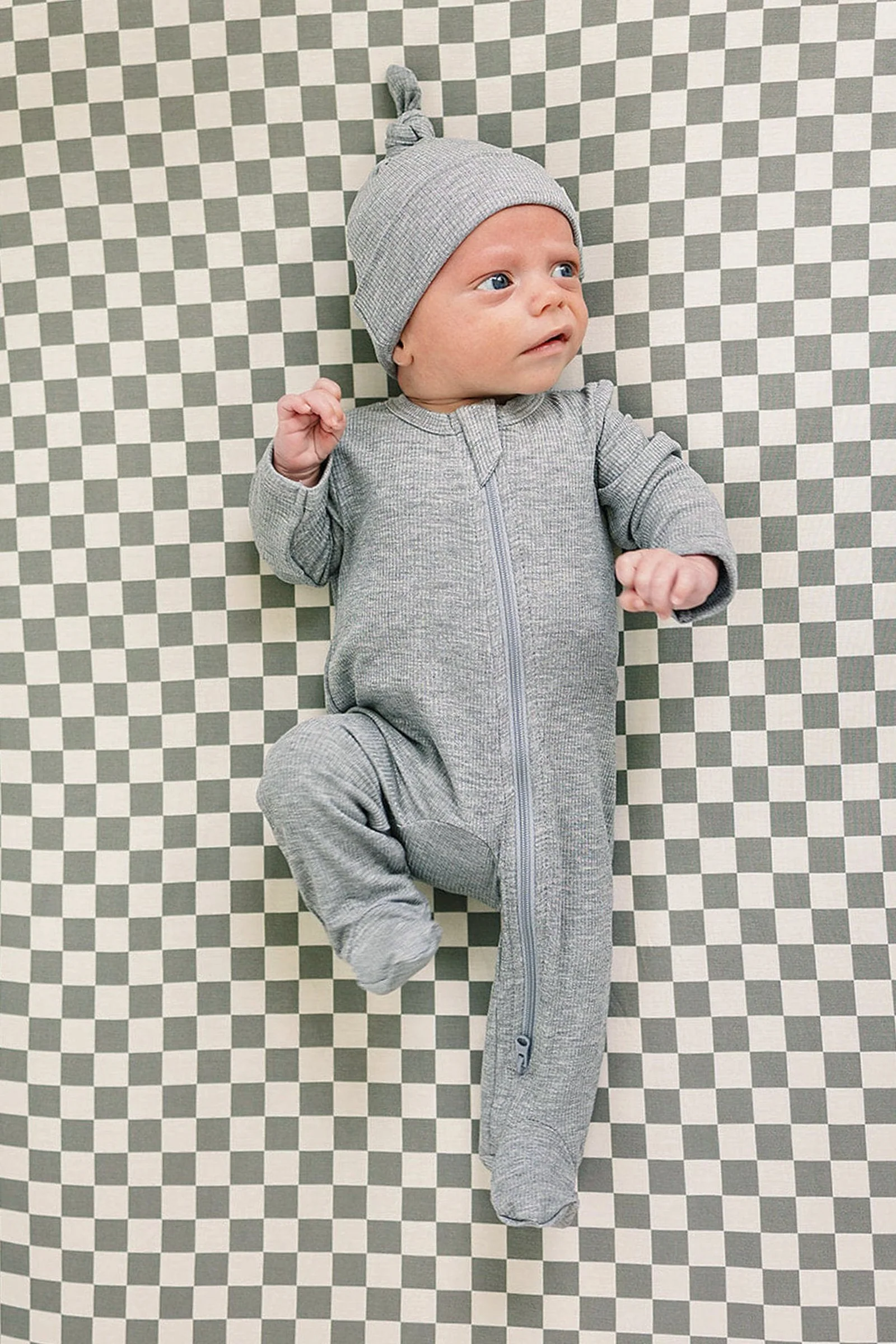 Mebie Baby Heather Grey Ribbed Zipper Pajama, Bamboo, Preemie, Baby Essentials - Image 5