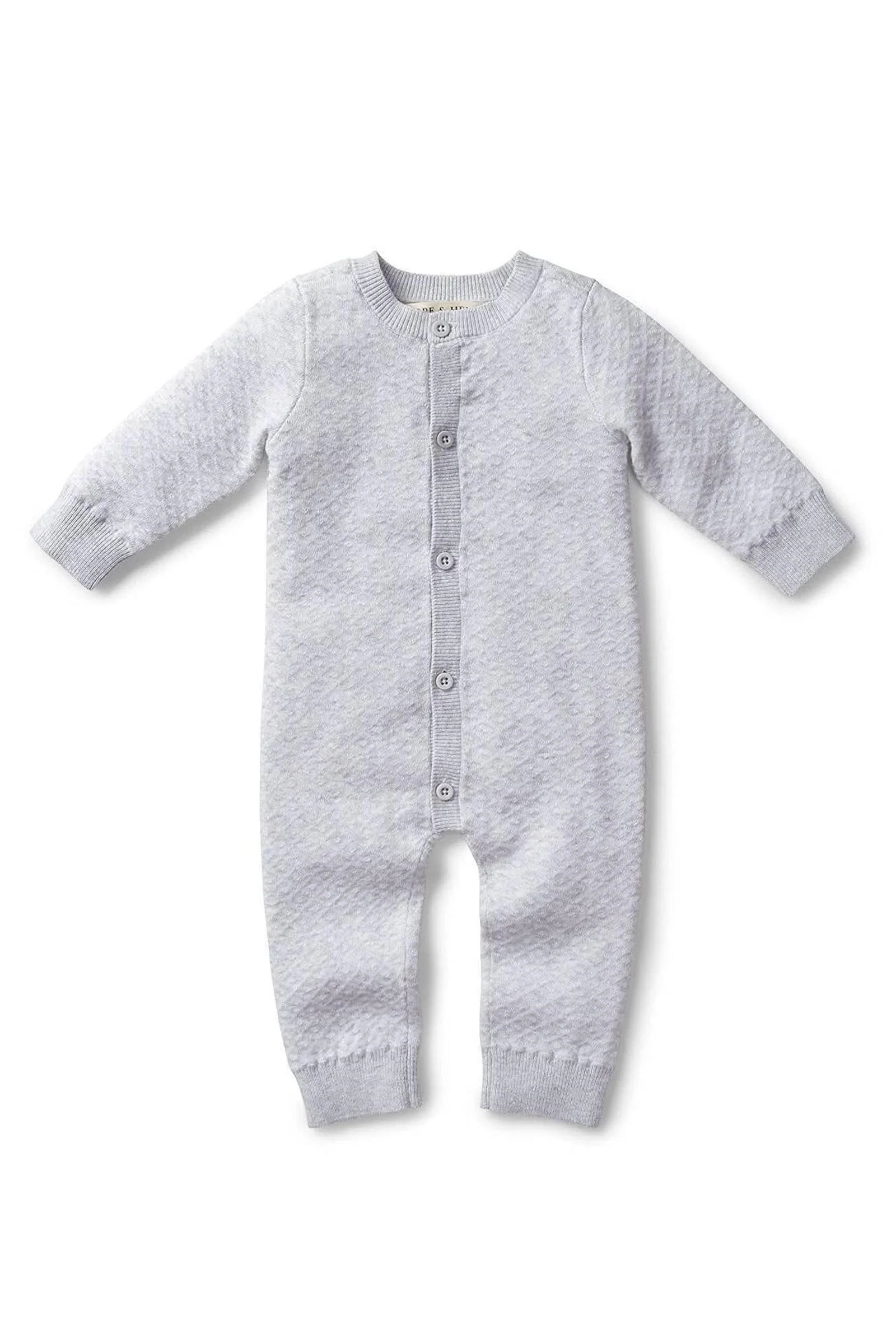 Hope & Henry Organic Cotton Jacquard Sweater Romper, Gender Neutral, Gray, Baby - Image 2