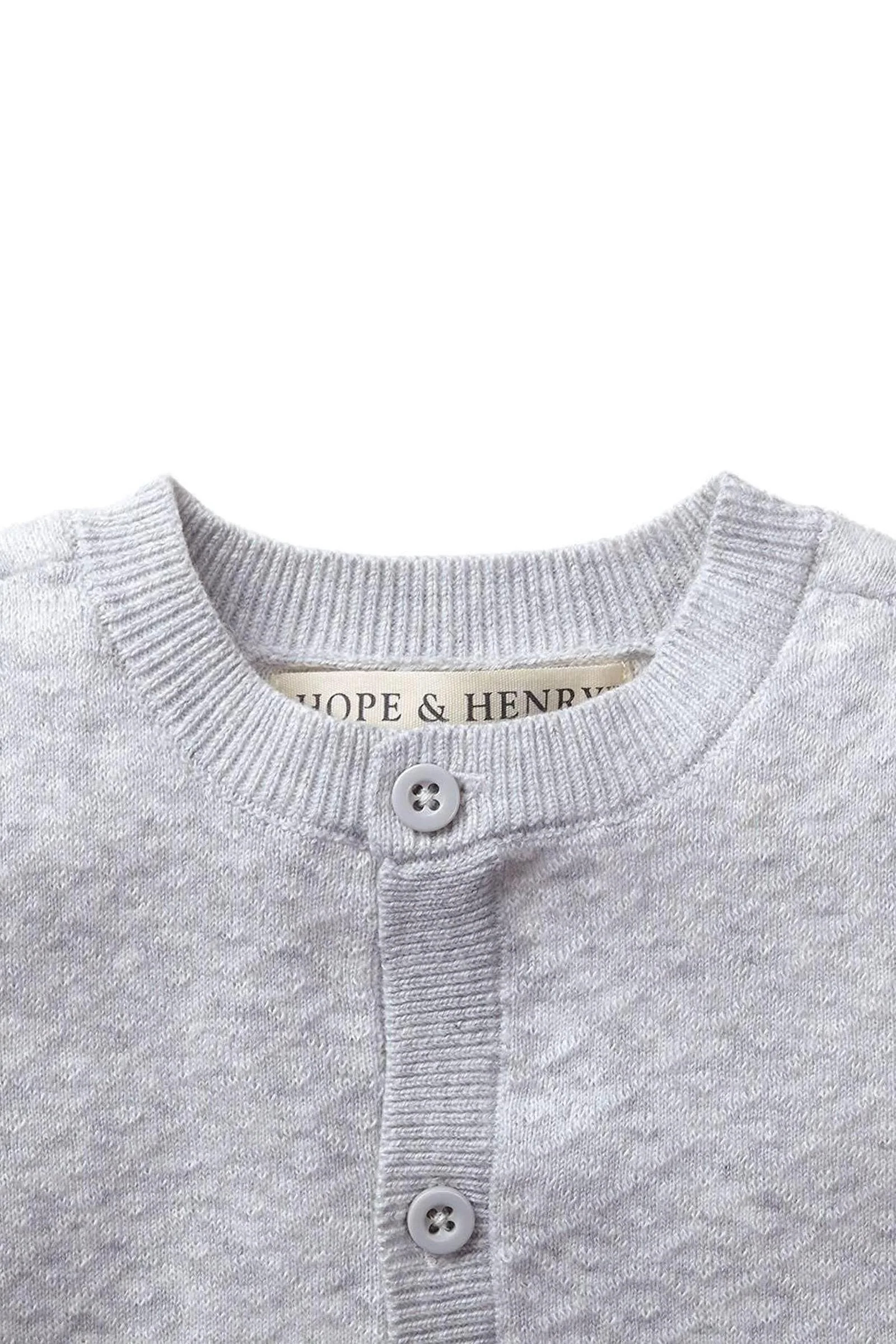 Hope & Henry Organic Cotton Jacquard Sweater Romper, Gender Neutral, Gray, Baby - Image 3