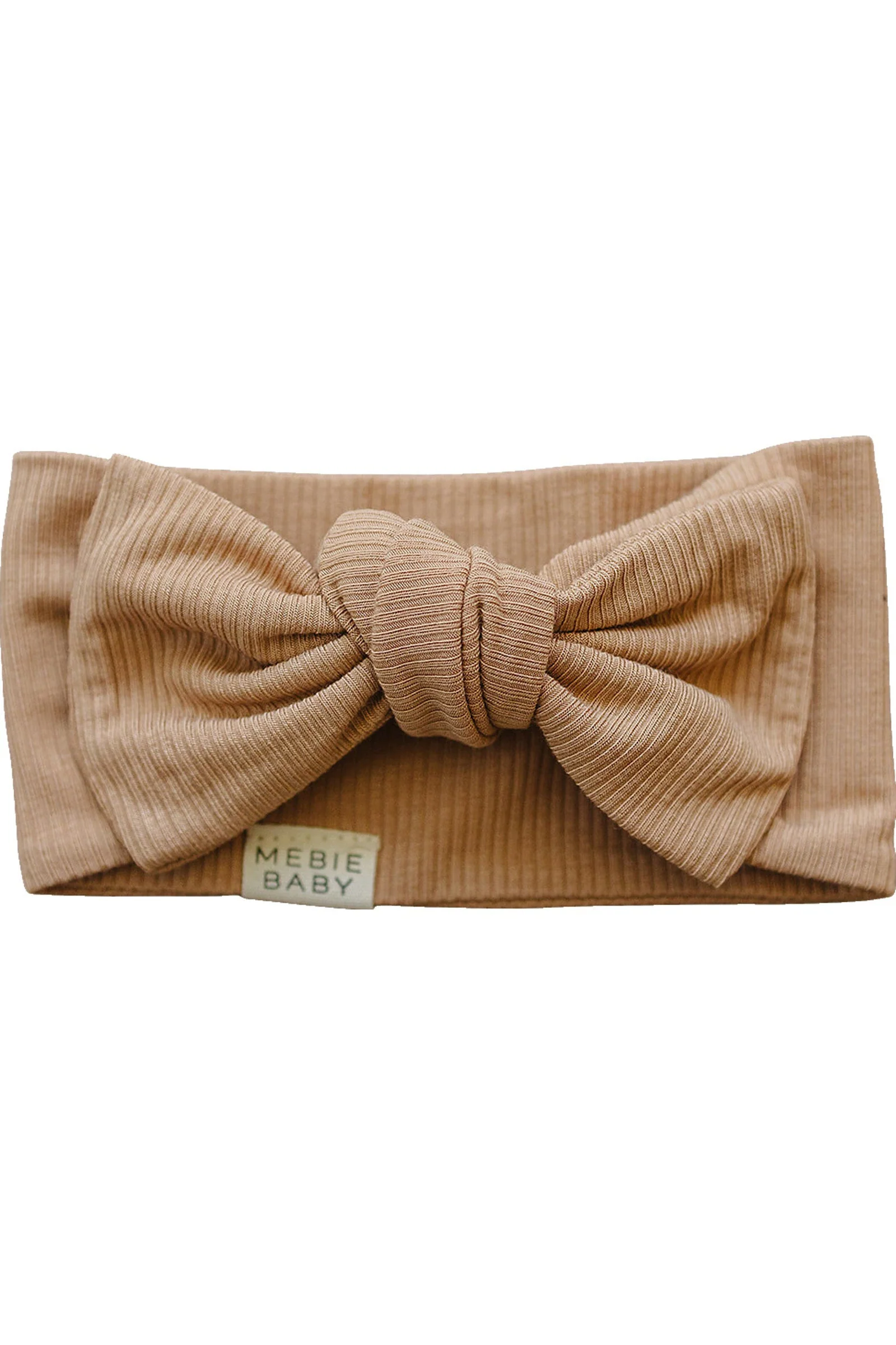 Mebie Baby Baby Girl Latte Ribbed Head Wrap, Bamboo, Baby - Image 2