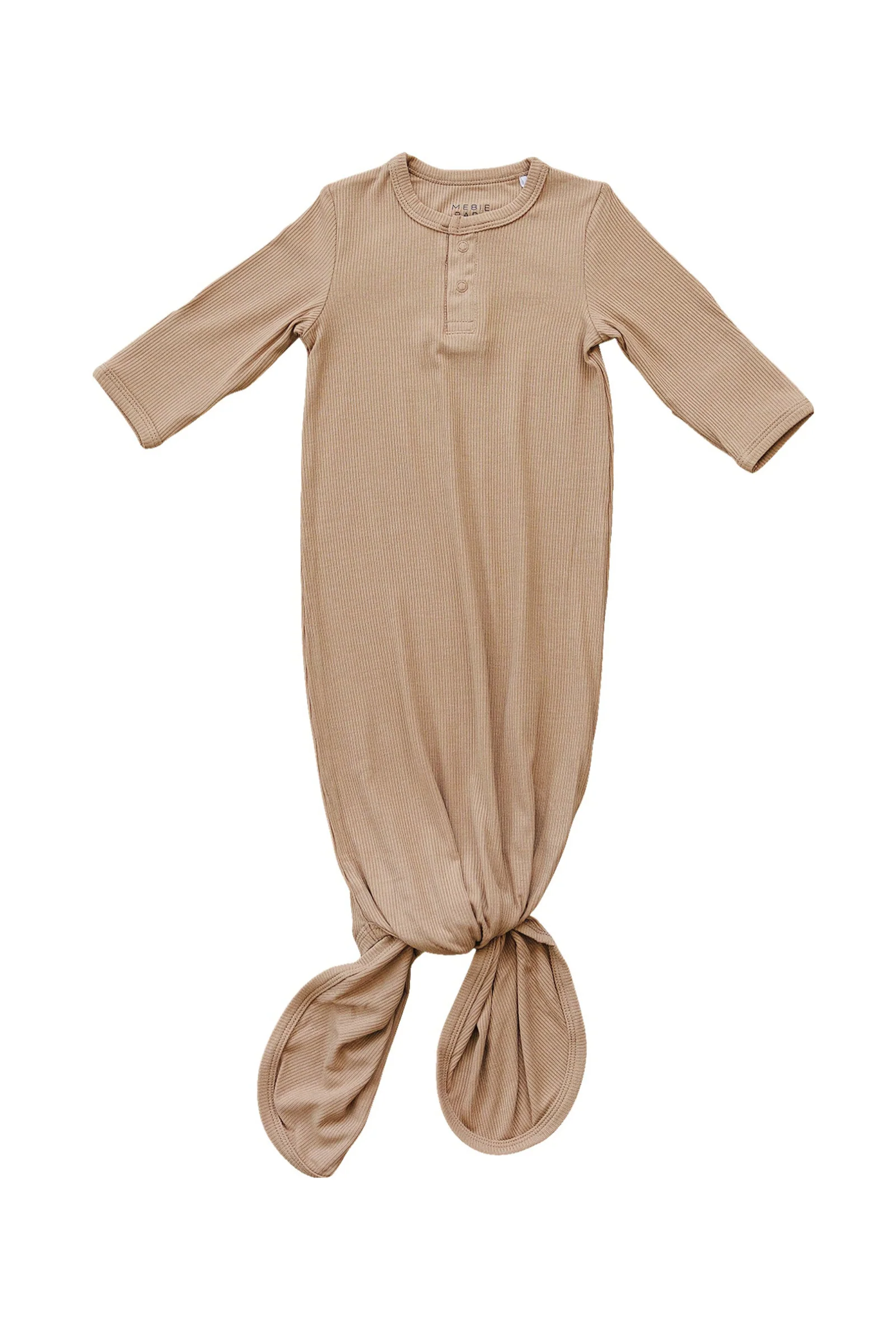 Mebie Baby Latte Ribbed Knot Gown, Bamboo, Baby Essentials - Image 2
