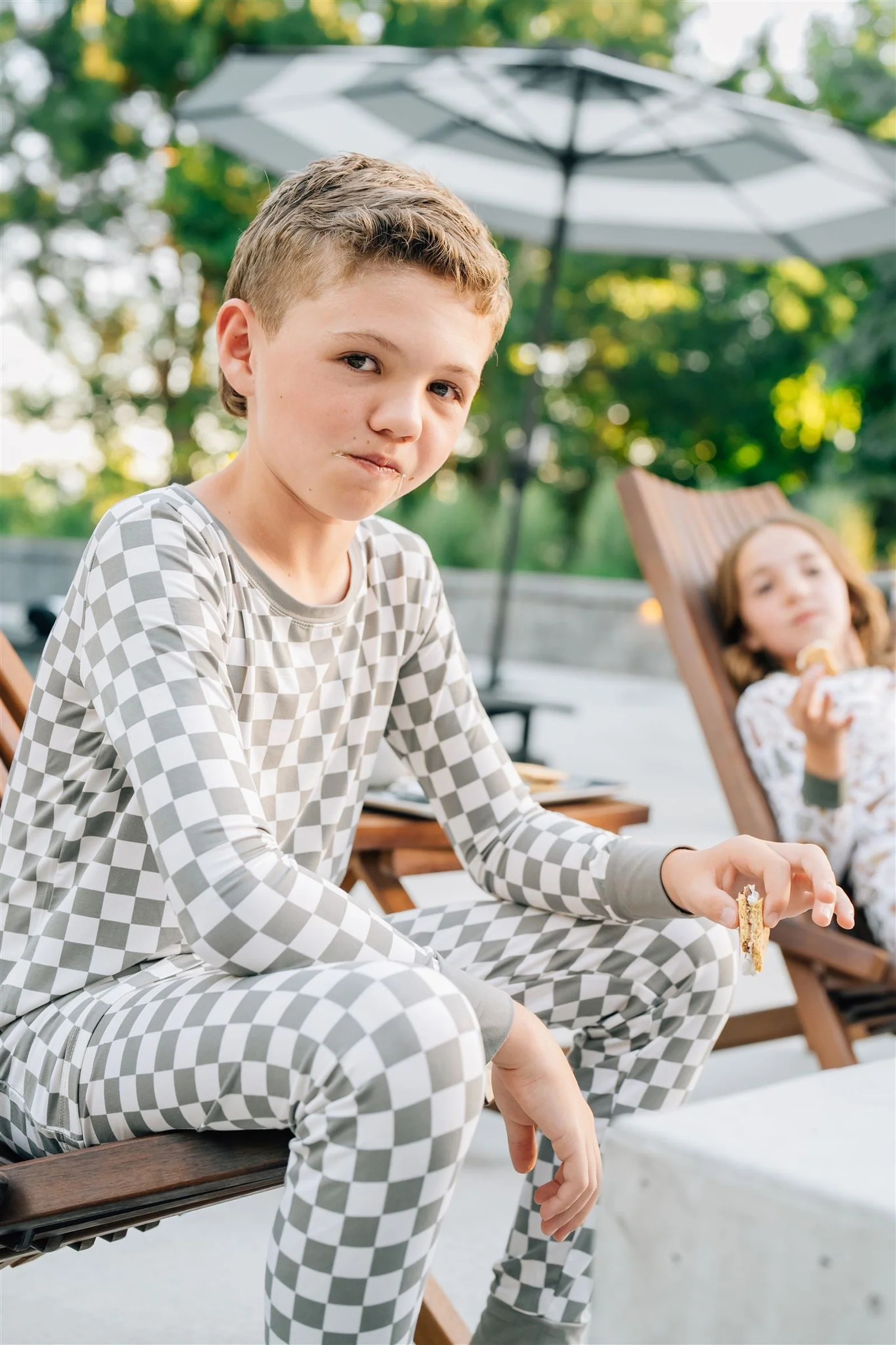 Mebie Baby Light Green Checkered Cozy Pajama Set, Bamboo, Baby Essentials, Gender Neutral - Image 3
