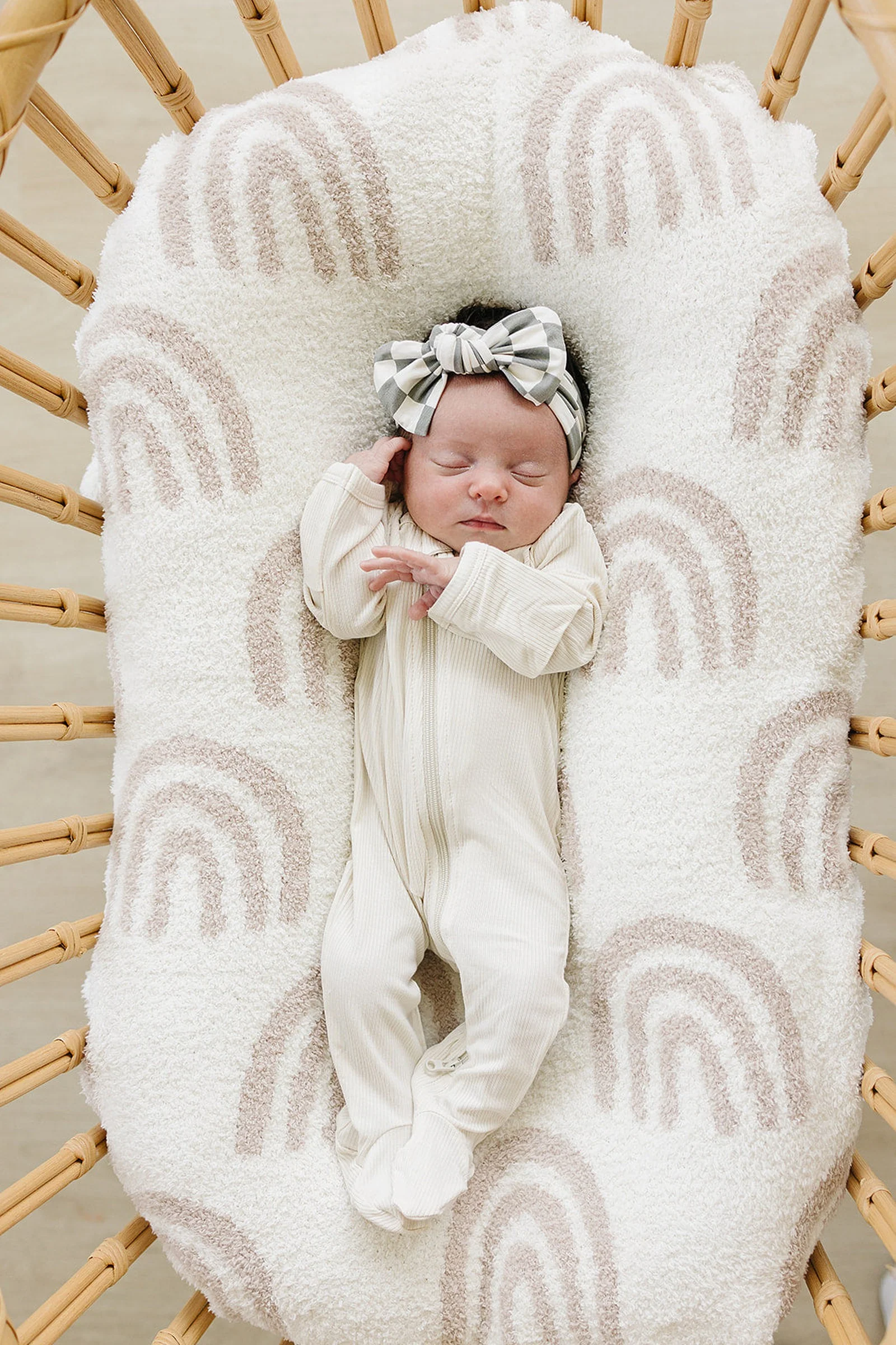 Mebie Baby Baby Girl Light Green Checkered Head Wrap, Bamboo, Baby - Image 3