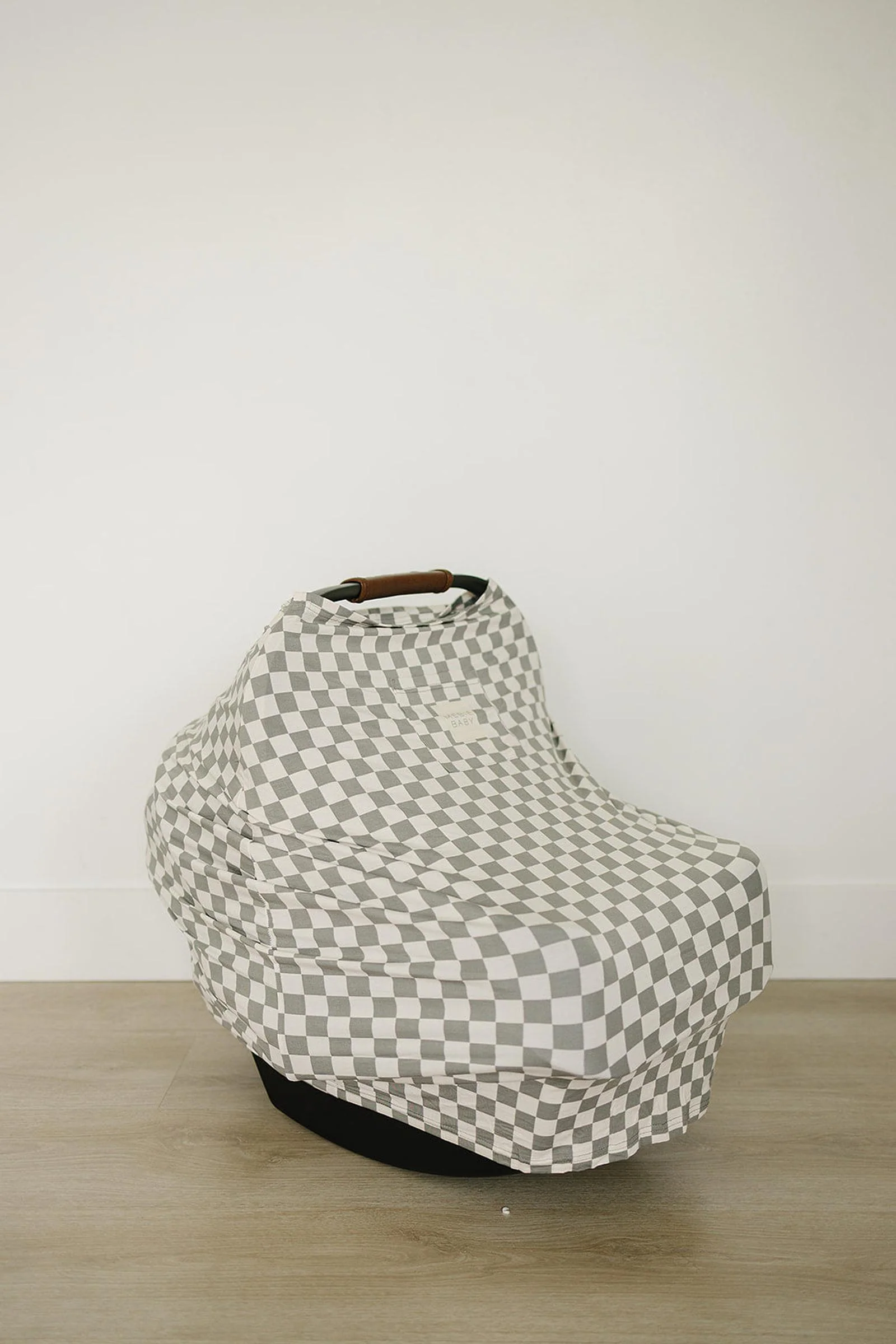 Mebie Baby Light Green Checkered Multi-Use, Bamboo, Car Seat & Nursing Cover, Gender Neutral, Baby - Image 5