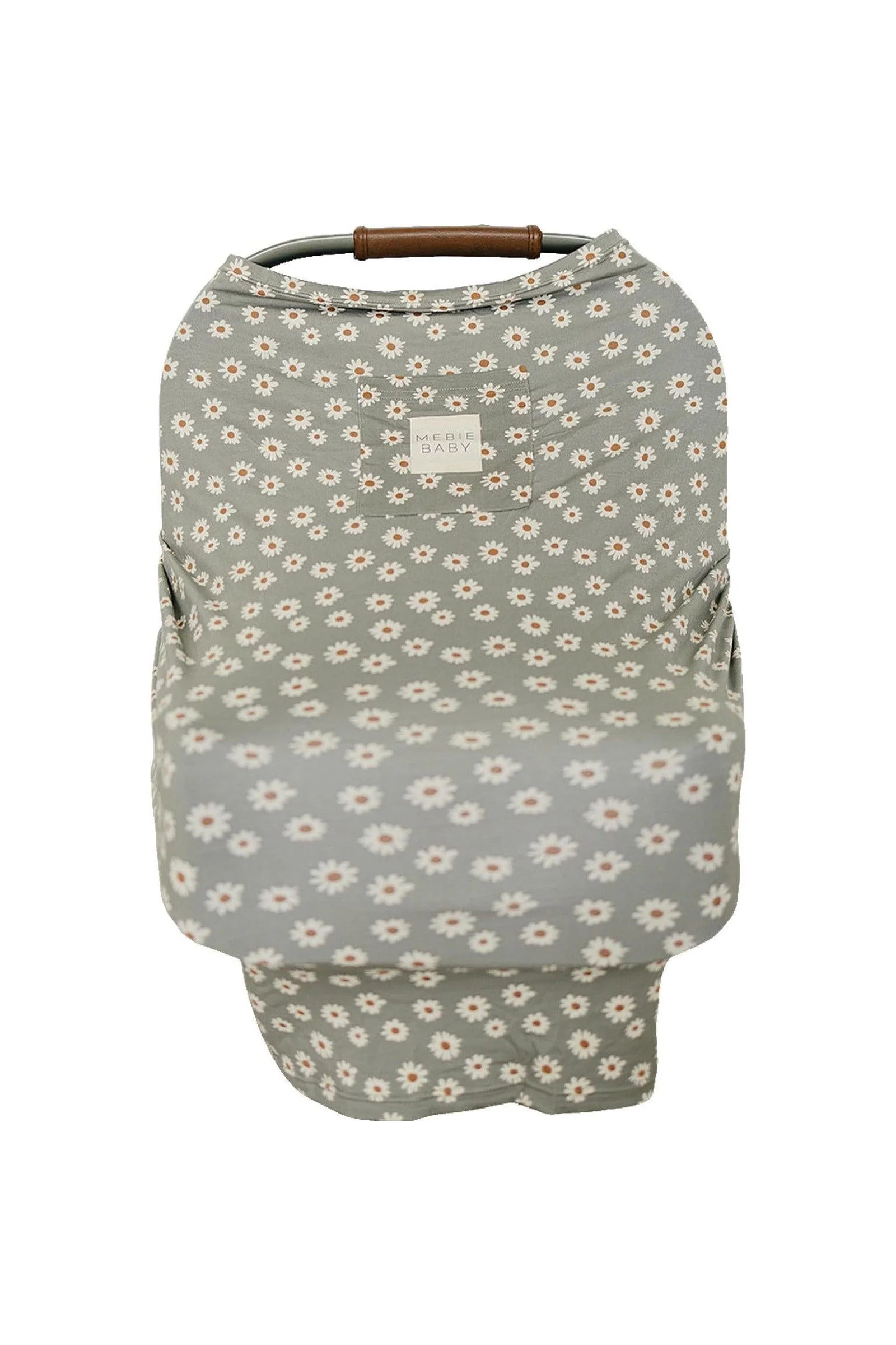 Mebie Baby Light Green Daisy Multi-Use, Bamboo, Car Seat & Nursing Cover, Baby - Image 2