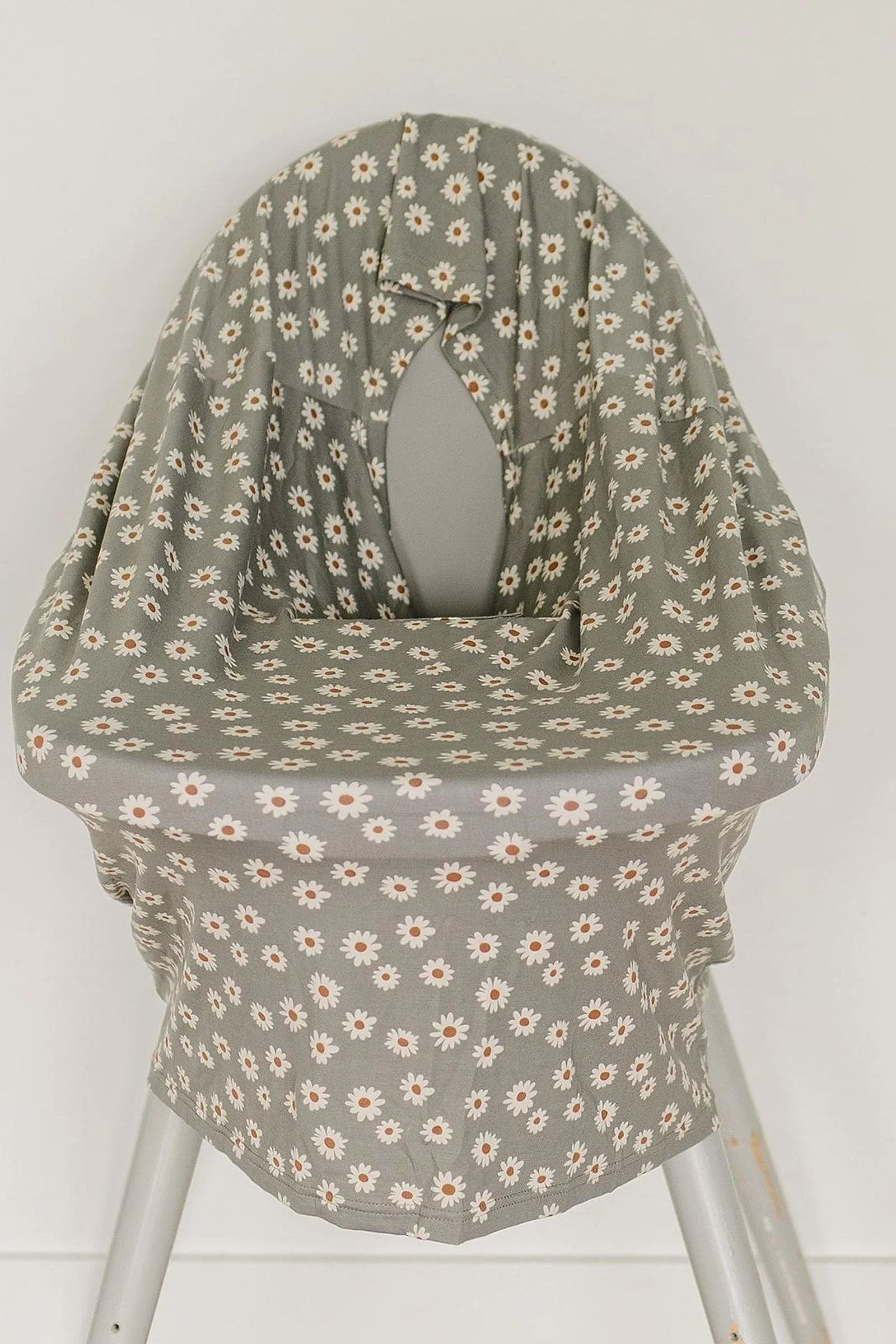 Mebie Baby Light Green Daisy Multi-Use, Bamboo, Car Seat & Nursing Cover, Baby - Image 5