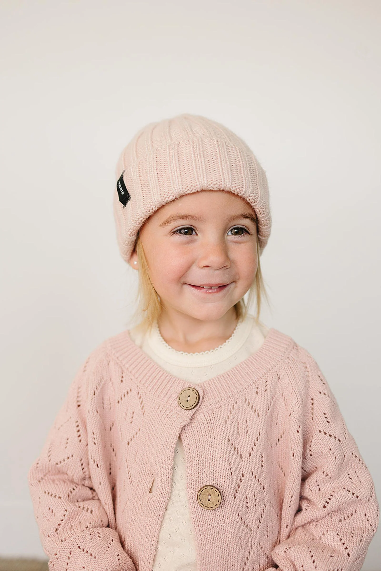 Mebie Baby Light Pink Chunky Knit Beanie, 100% Angora Wool, Baby