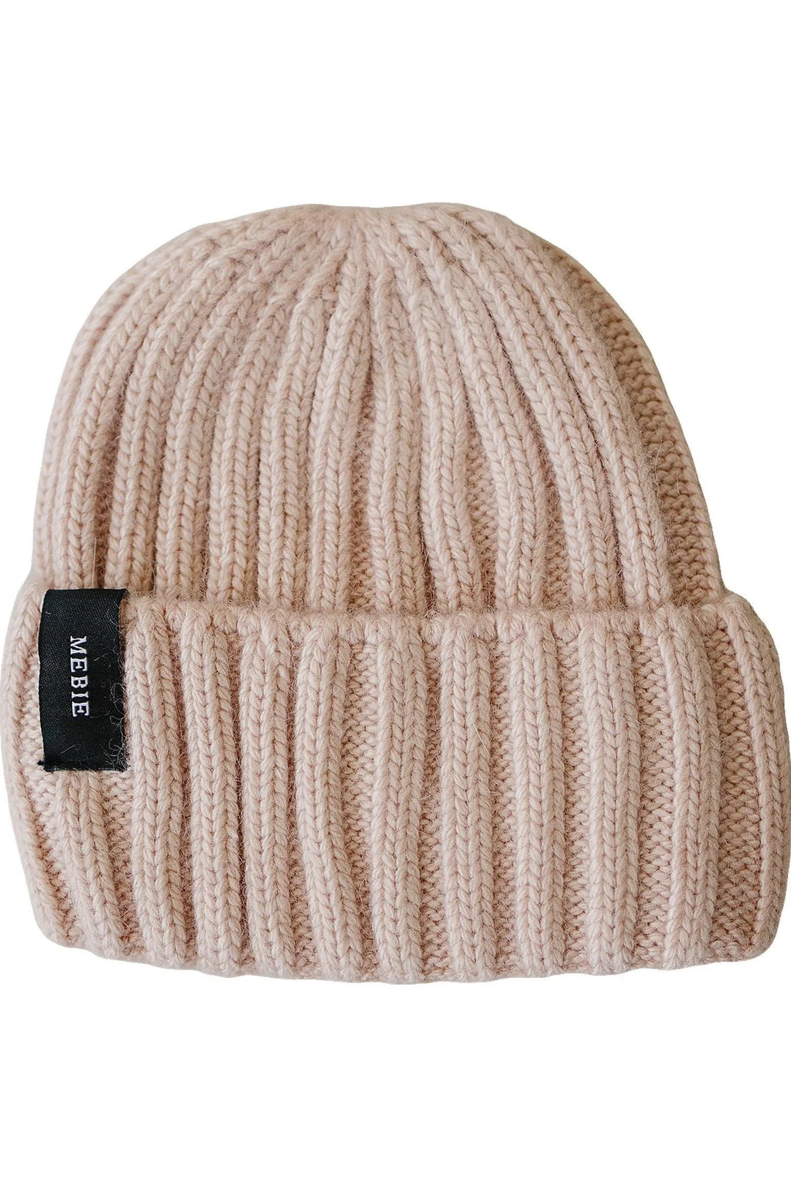 Mebie Baby Light Pink Chunky Knit Beanie, 100% Angora Wool, Baby - Image 2