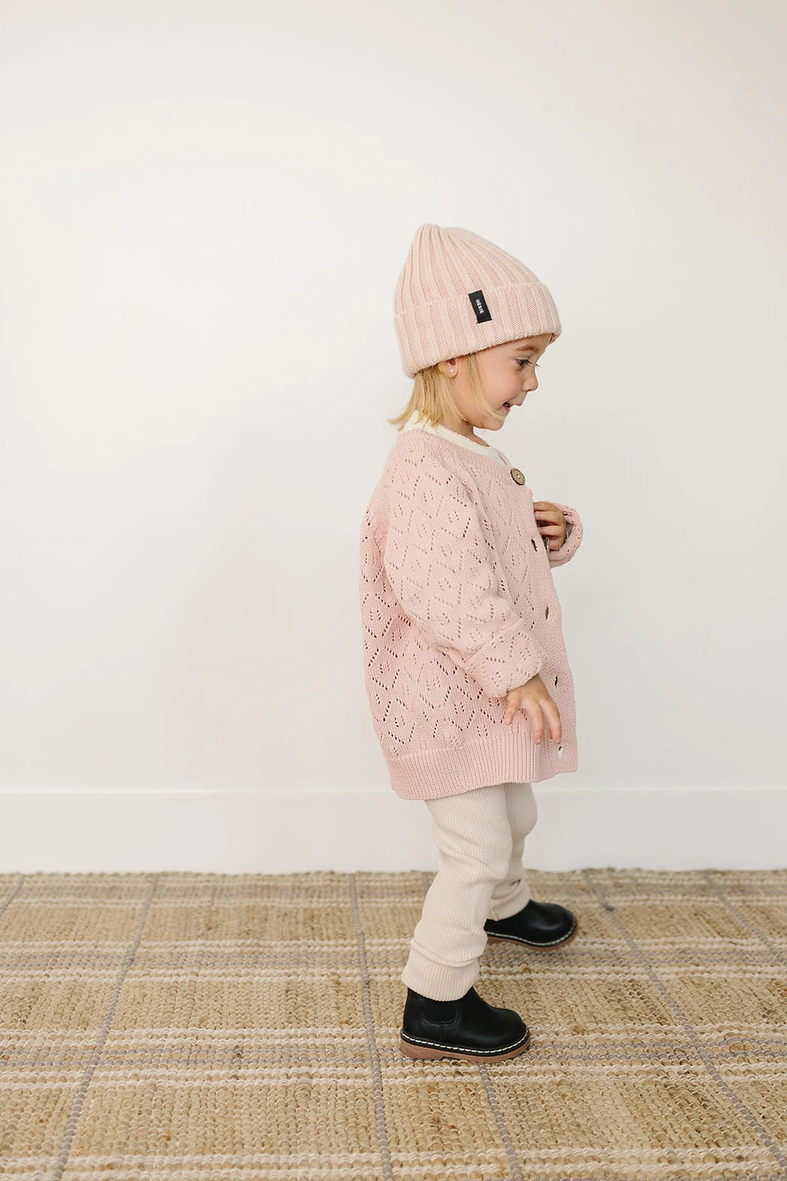Mebie Baby Light Pink Chunky Knit Beanie, 100% Angora Wool, Baby - Image 3