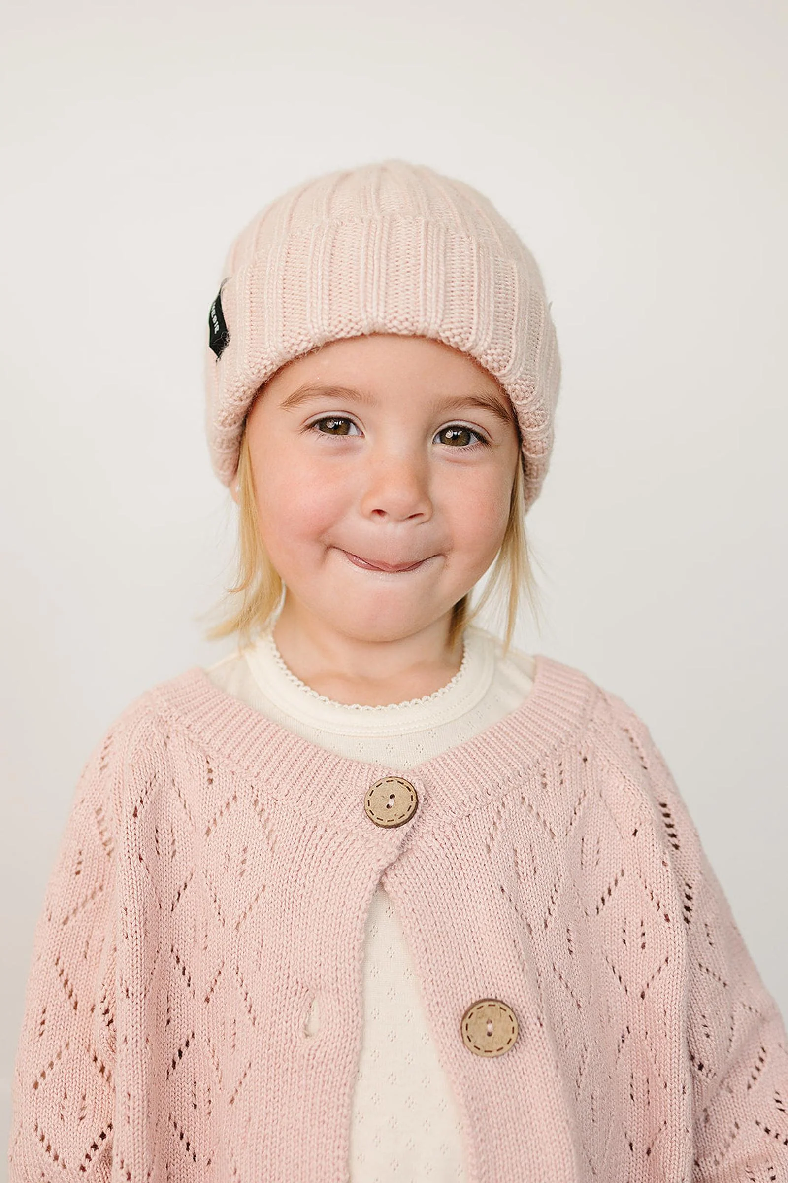 Mebie Baby Light Pink Chunky Knit Beanie, 100% Angora Wool, Baby - Image 4