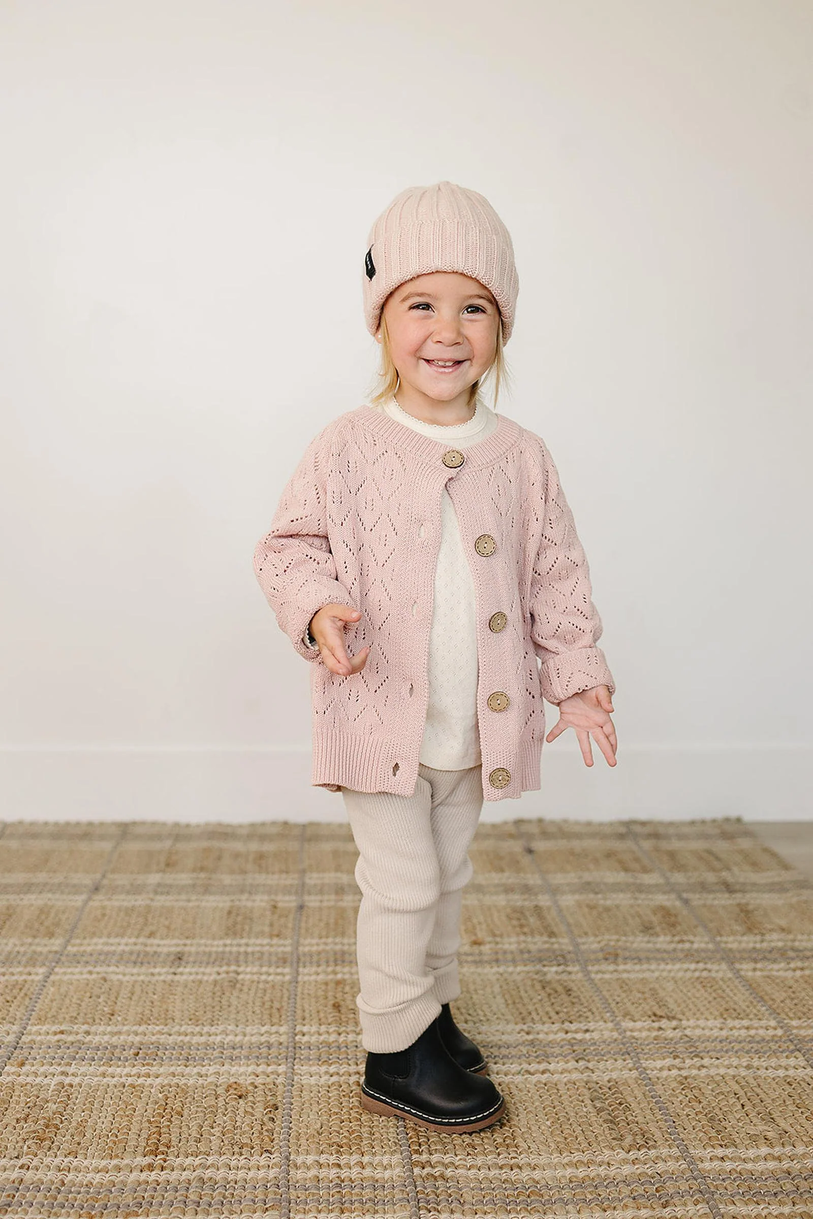 Mebie Baby Light Pink Chunky Knit Beanie, 100% Angora Wool, Baby - Image 5