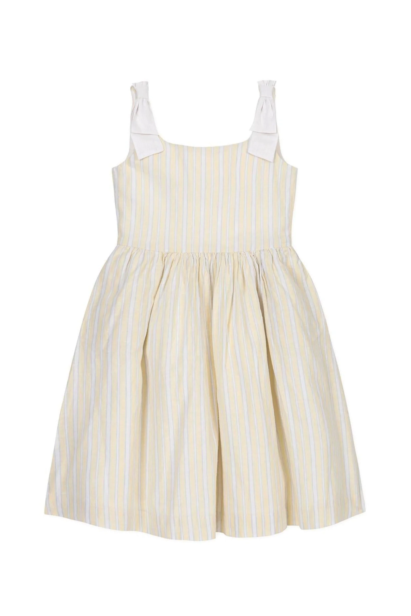 Hope & Henry Linen Bow Shoulder Dress, Sunlit Stripe, Size 2T-12 - Image 2