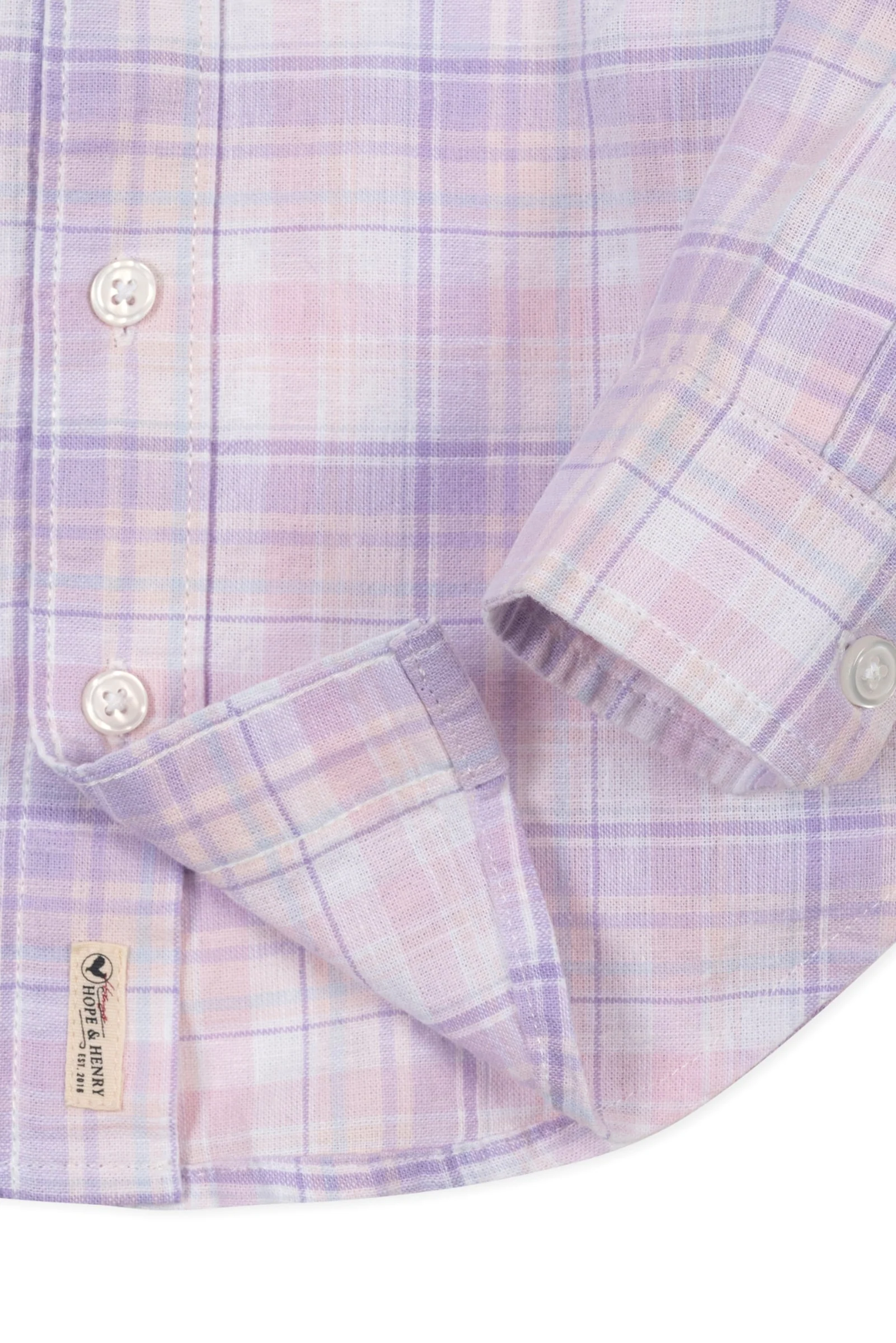 Hope & Henry Linen Button Down Shirt for Boys, Monet Plaid, Sizes 2T-18 - Image 4