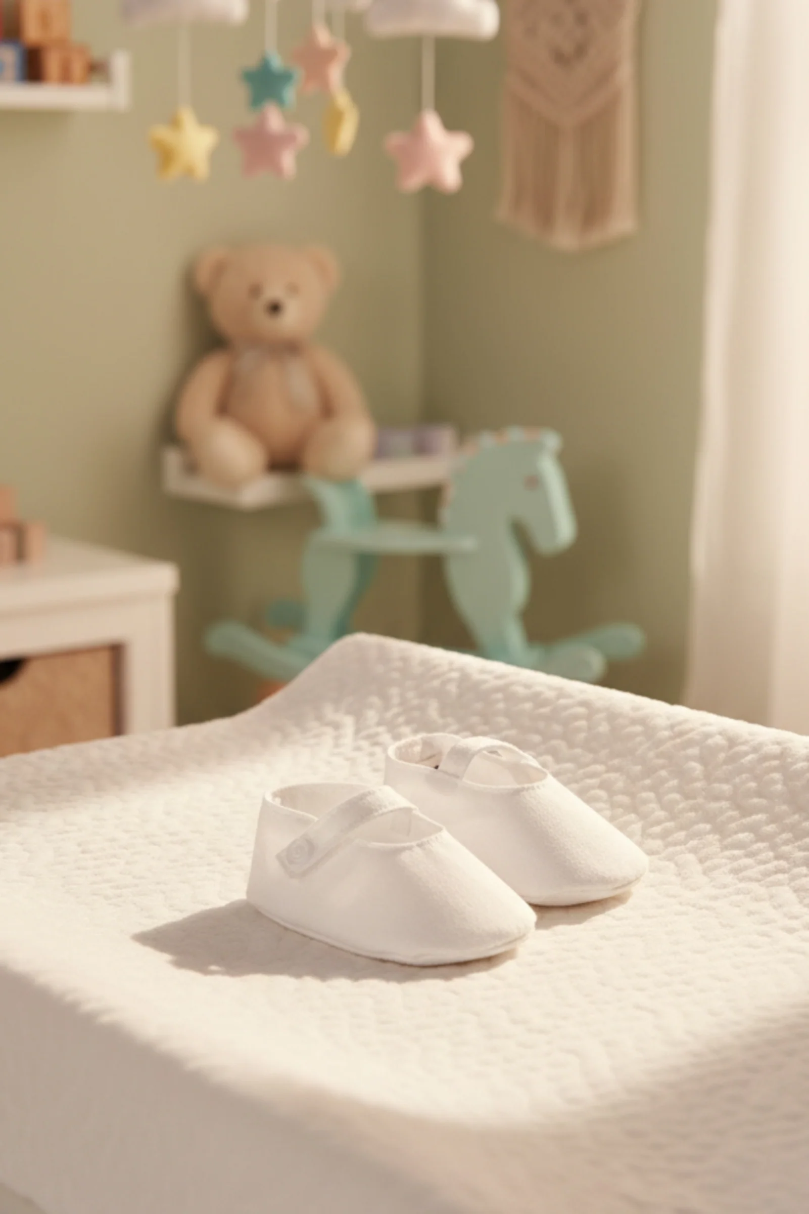 Hope & Henry Linen Button Strap Soft Shoe for Babies, White, 0-24M