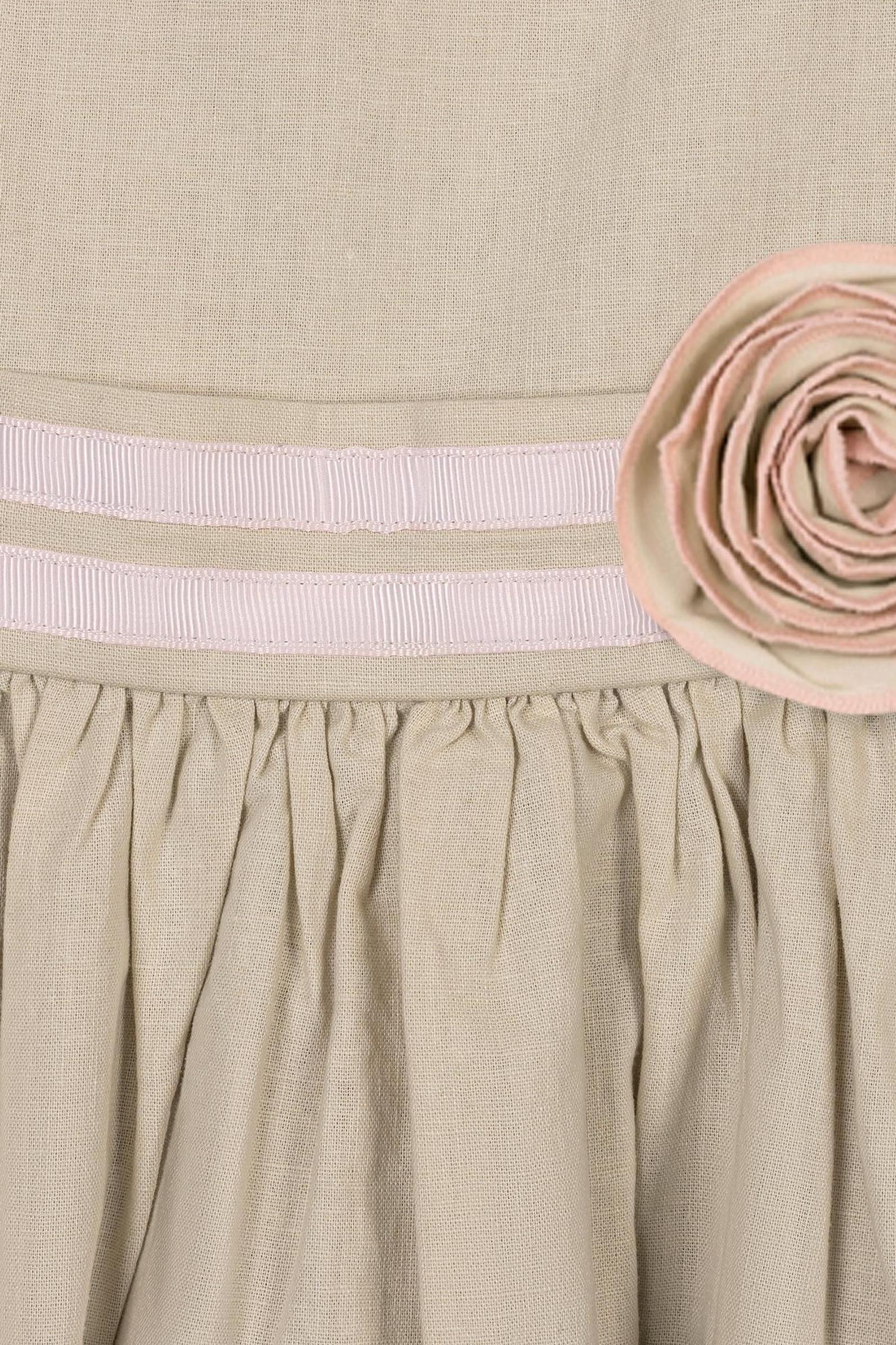 Hope & Henry Linen Cami Rosette Dress, Sand, Toddler & Kids - Image 3
