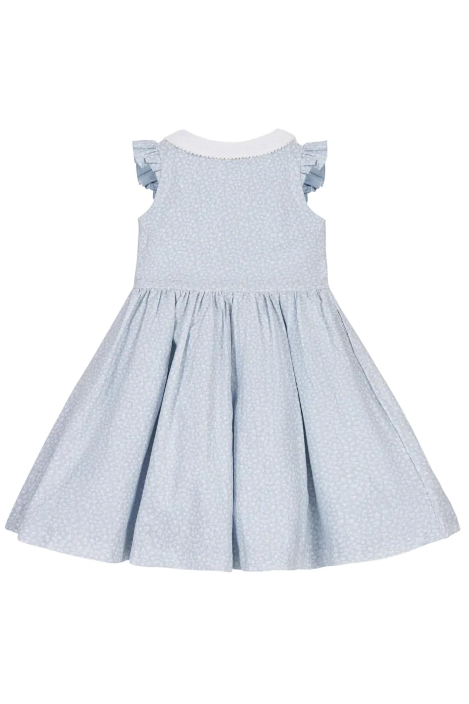 Linen & Organic Cotton Dress with Peter Pan Collar, Blue Chateau Ditsy, Toddler & Kids - Image 6