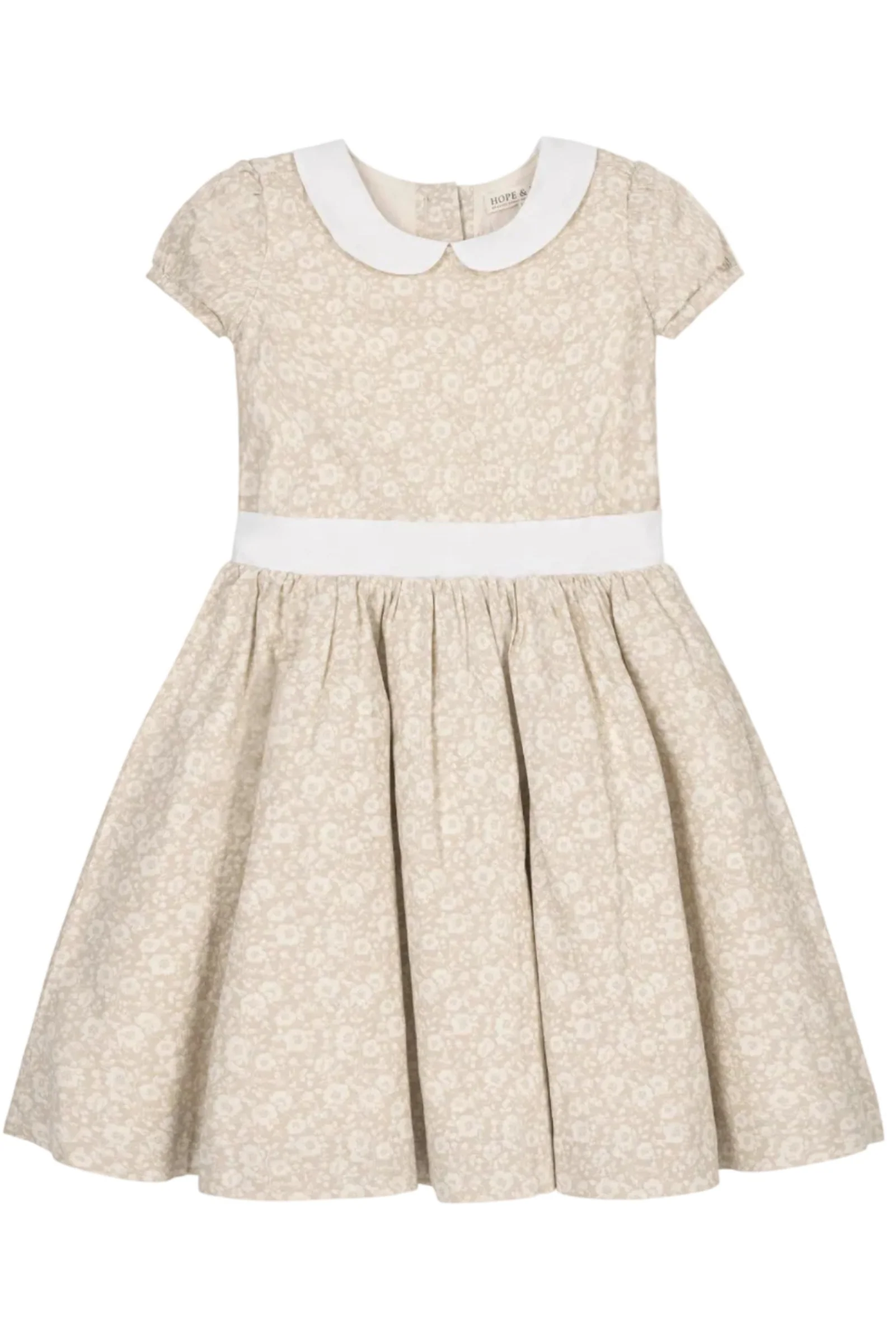 Hope & Henry Linen Dress with Peter Pan Collar for Girls, Sandy Floral, Toddler & Kids - Image 2